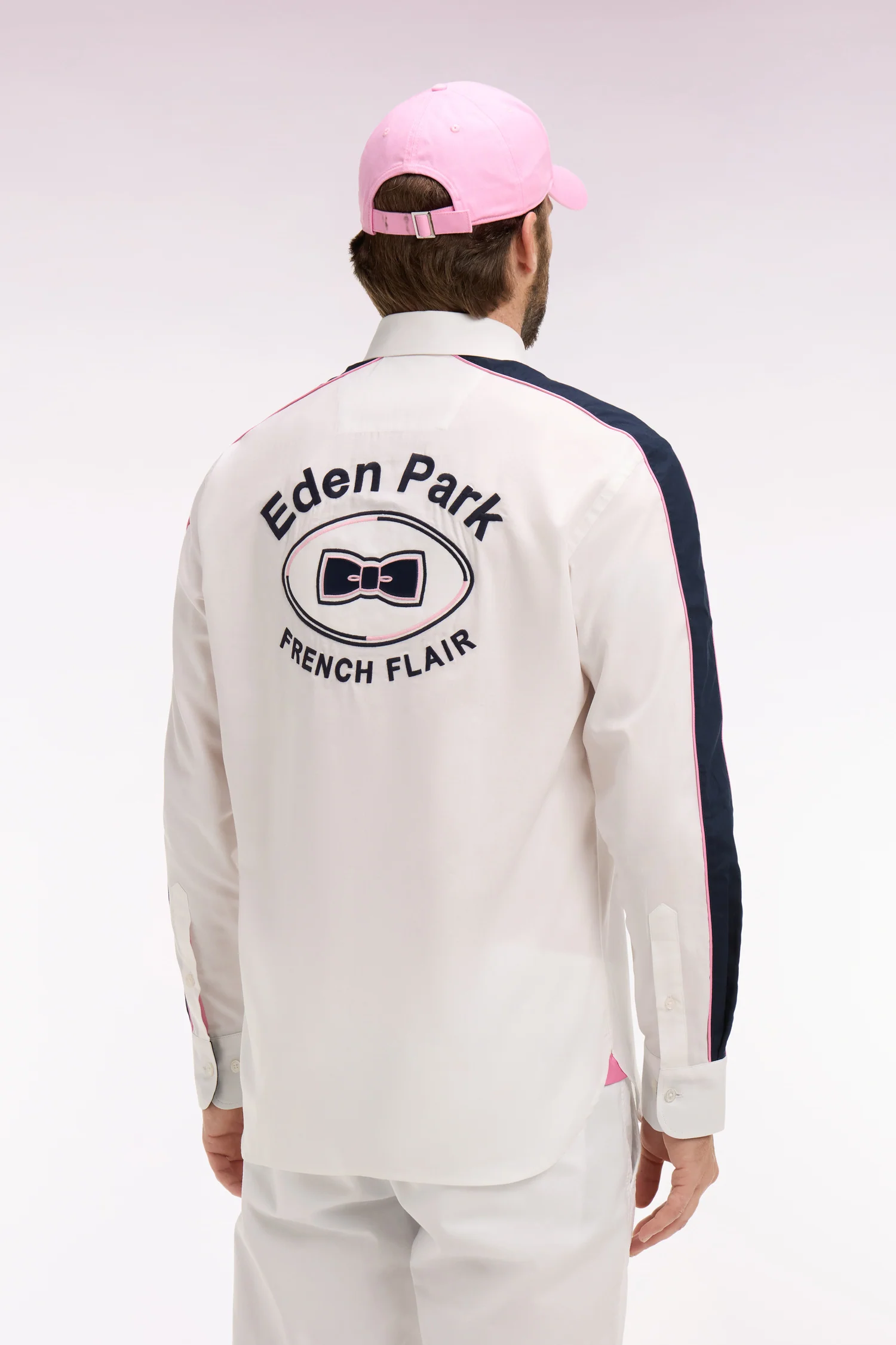 Chemise en coton pinpoint blanc broderie dos - Image 5