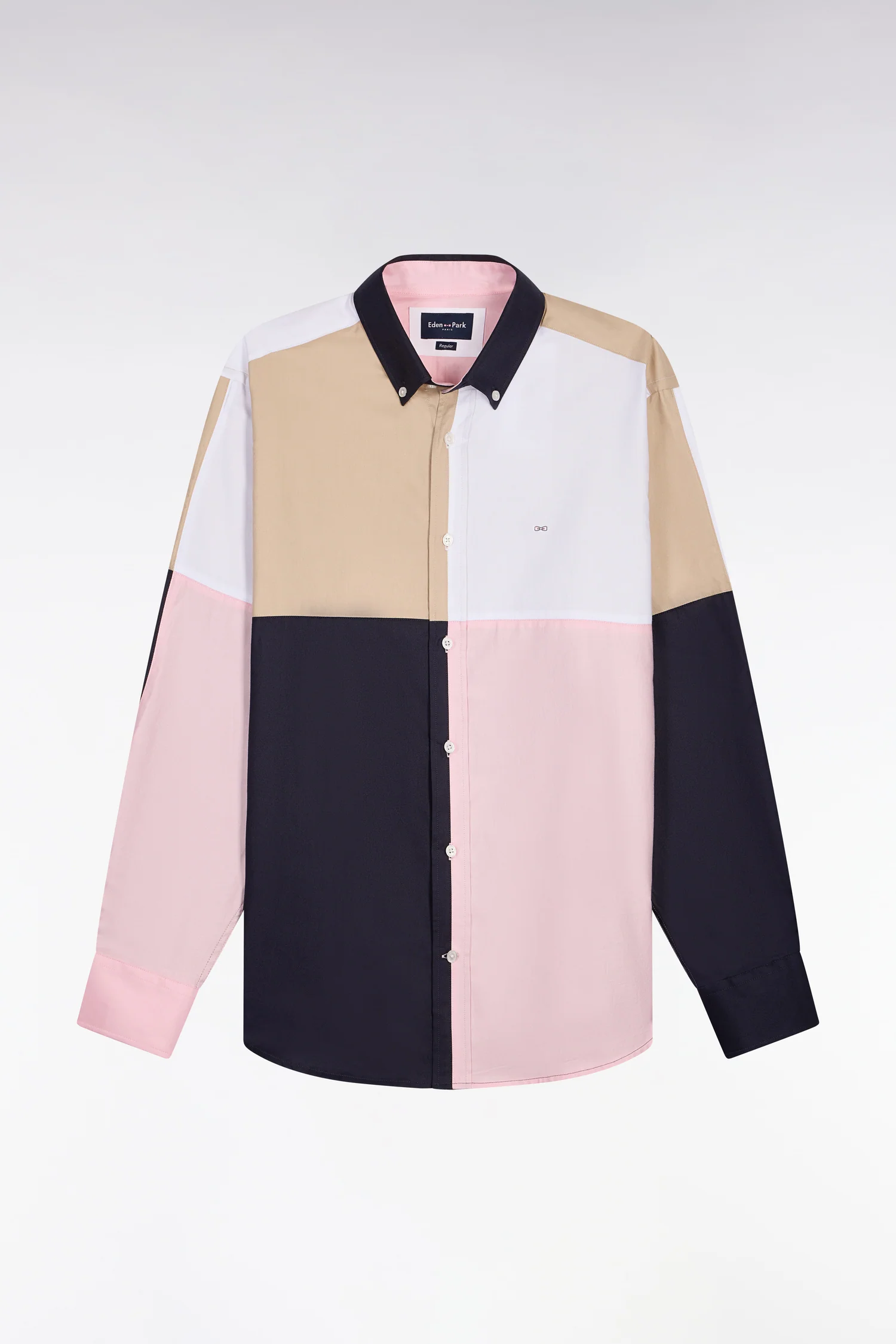 Chemise en coton rose colorblock - Image 2