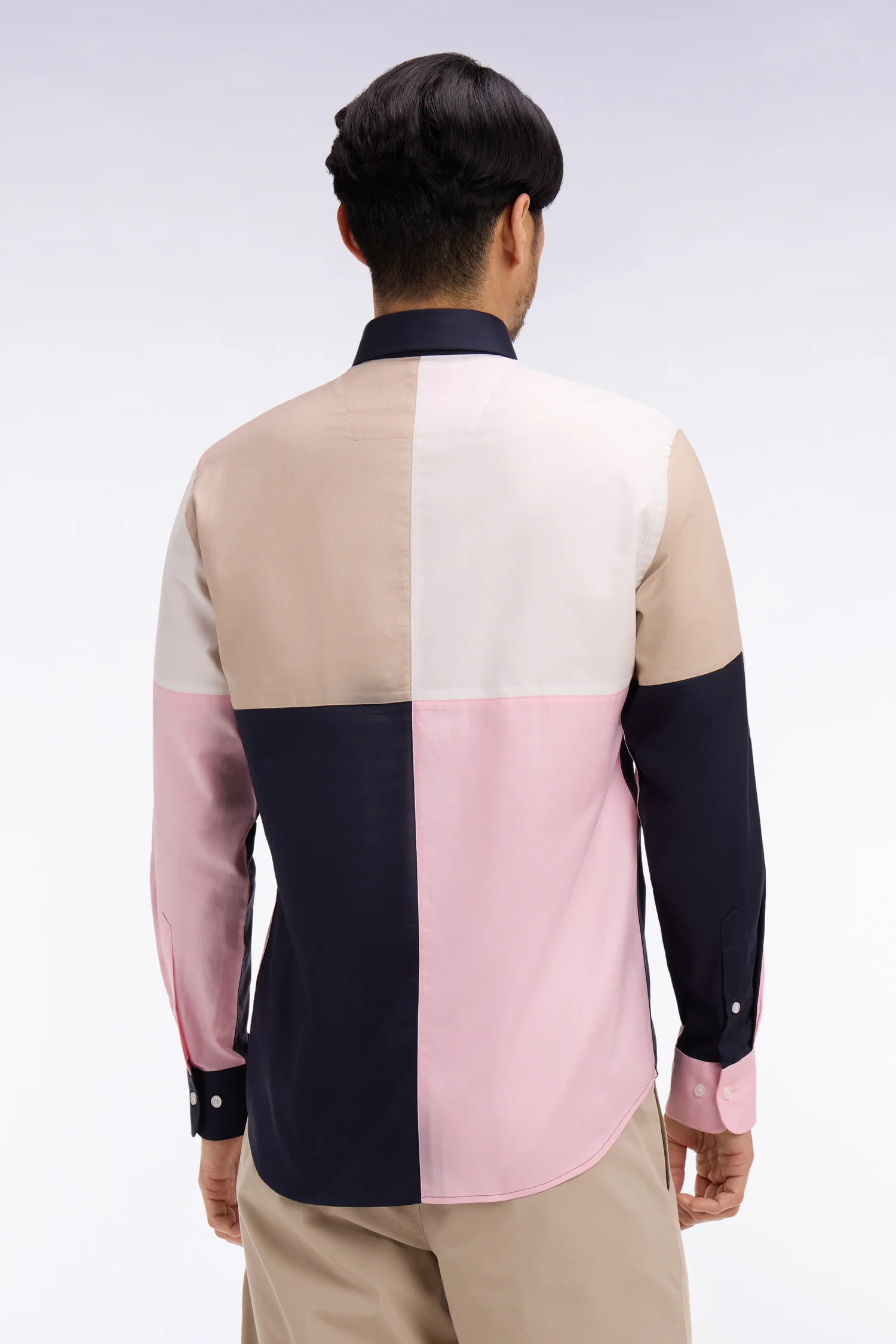 Chemise en coton rose colorblock - Image 5