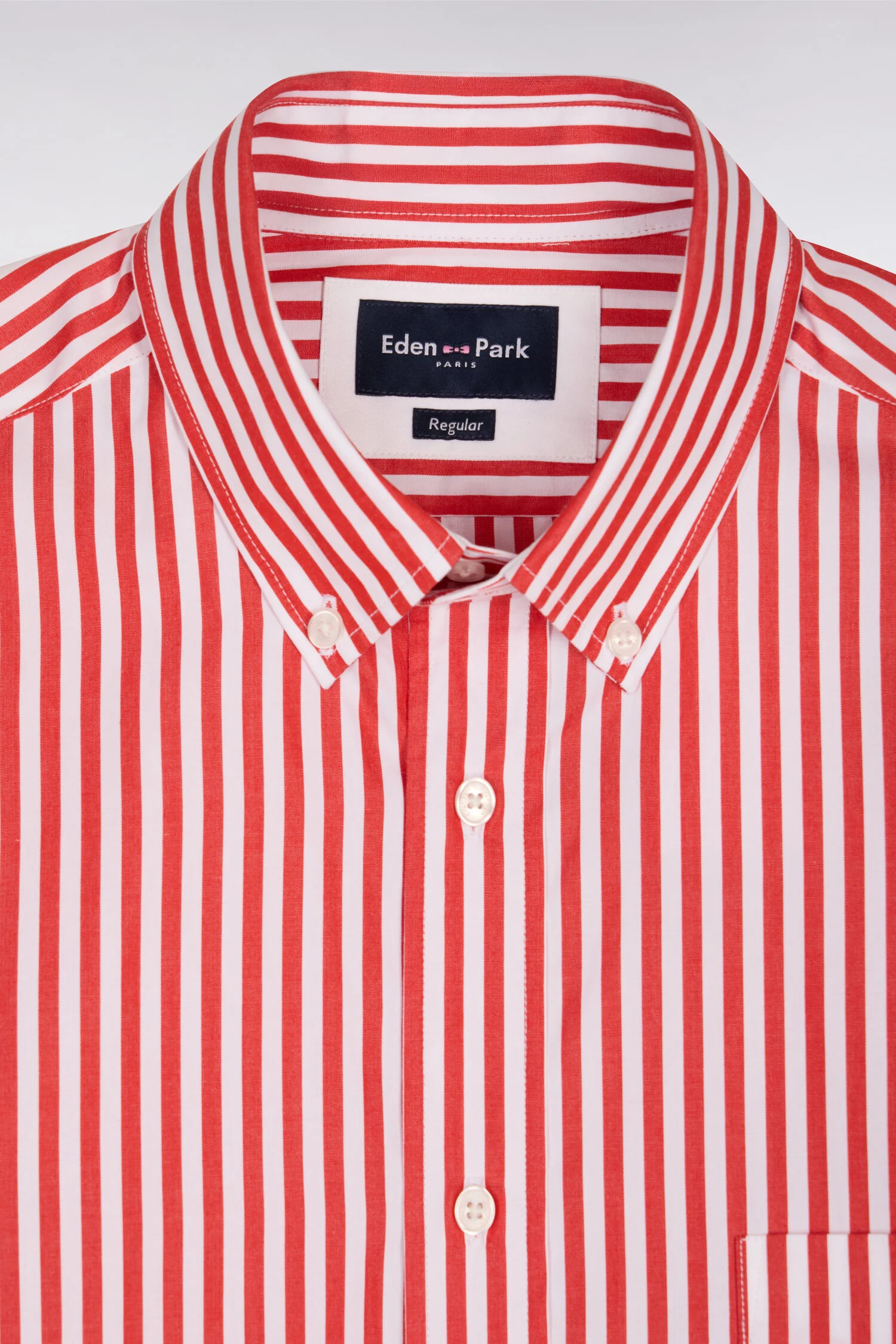 Chemise en coton rouge à rayures bâtons - Image 6