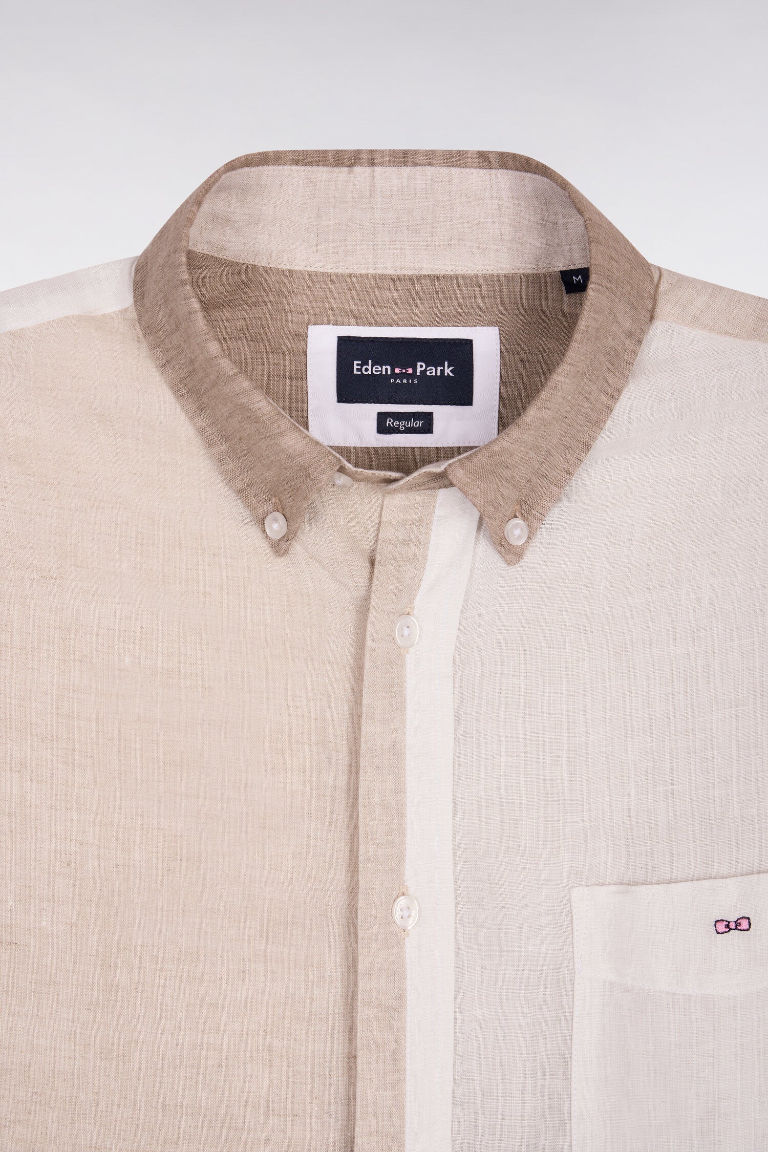 Chemise en lin beige colorblock coupe regular - Image 6