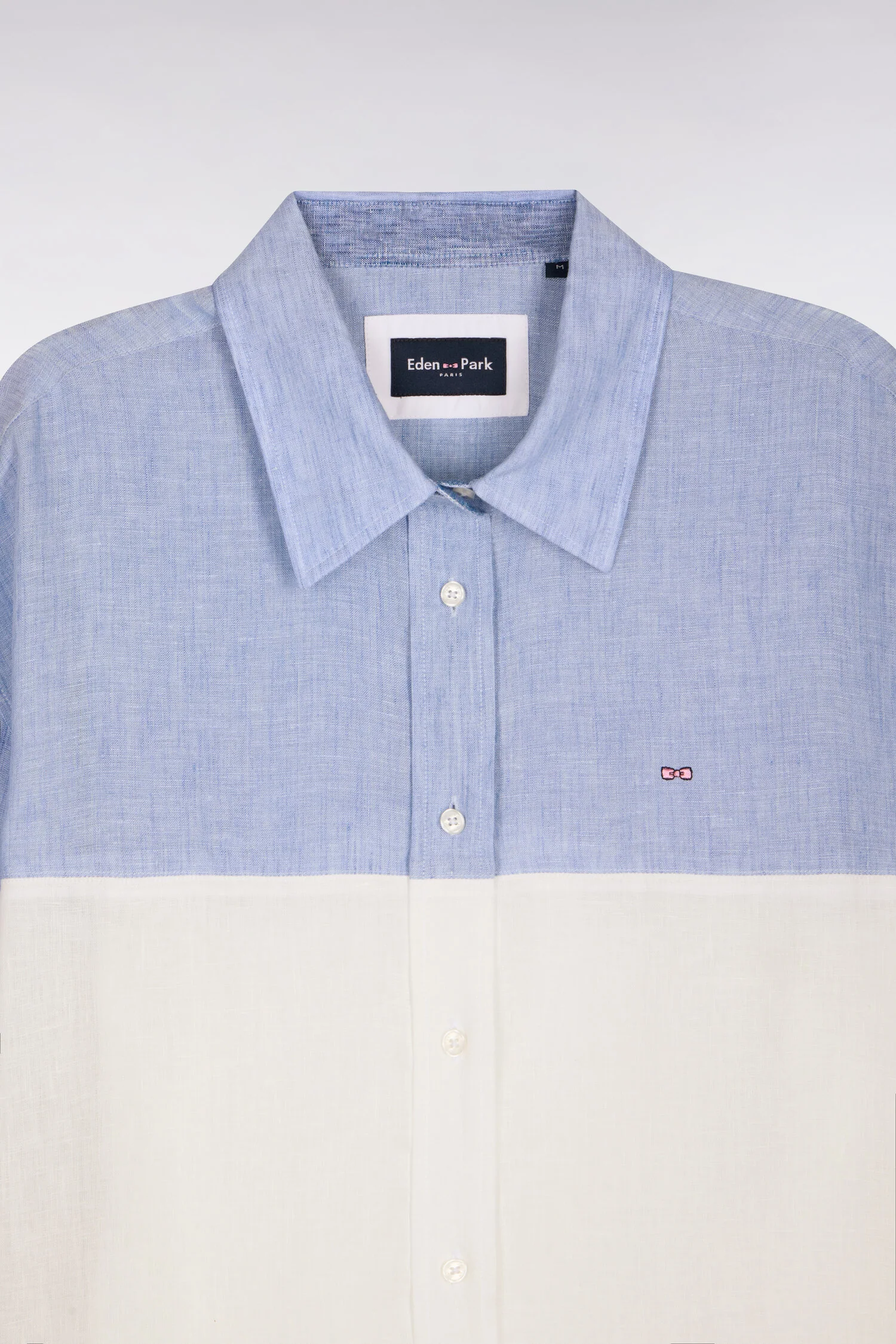 Chemise en lin colorblock bleu coupe oversized - Image 6