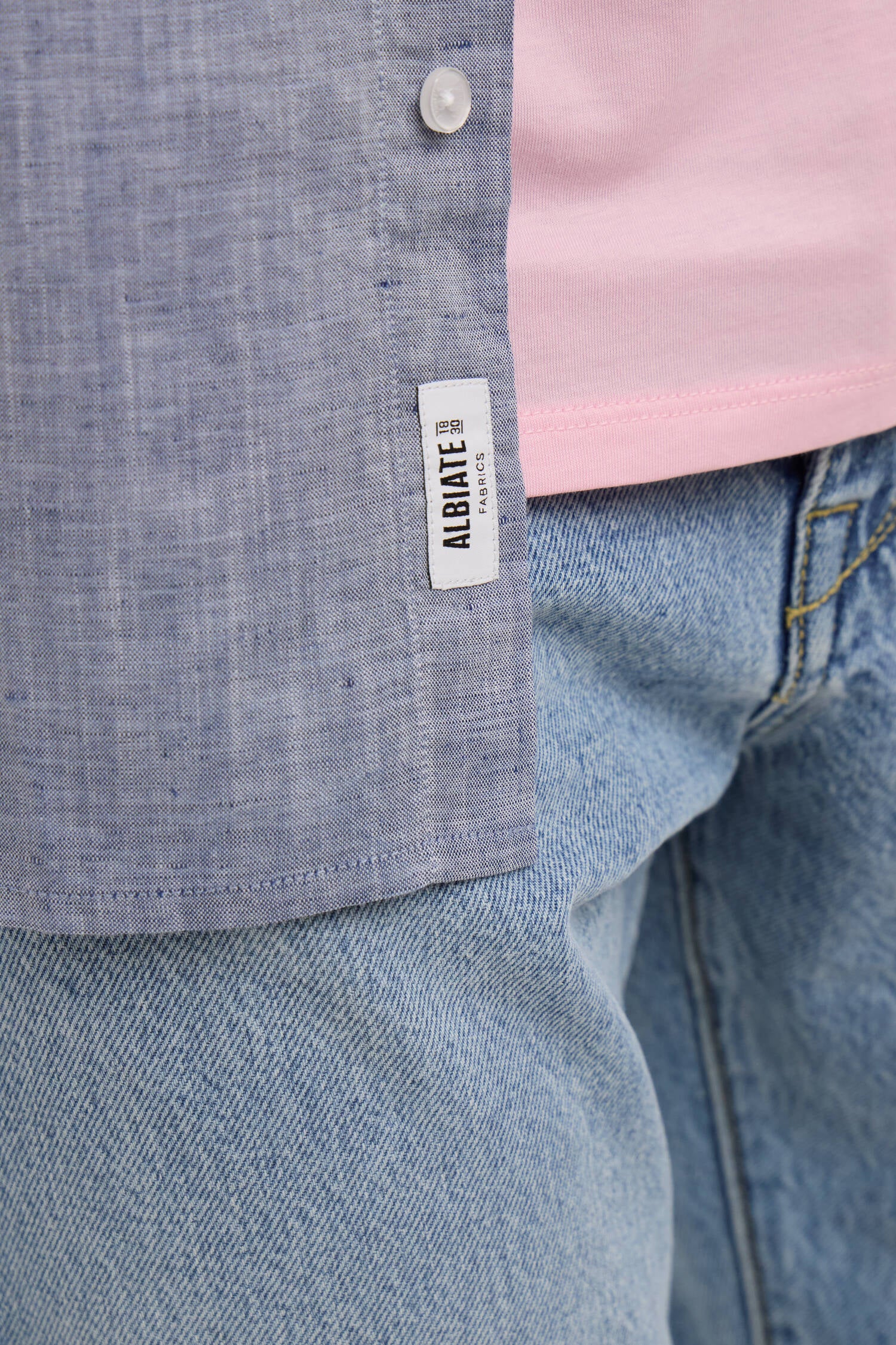 Chemise en lin et coton colorblock - Image 4
