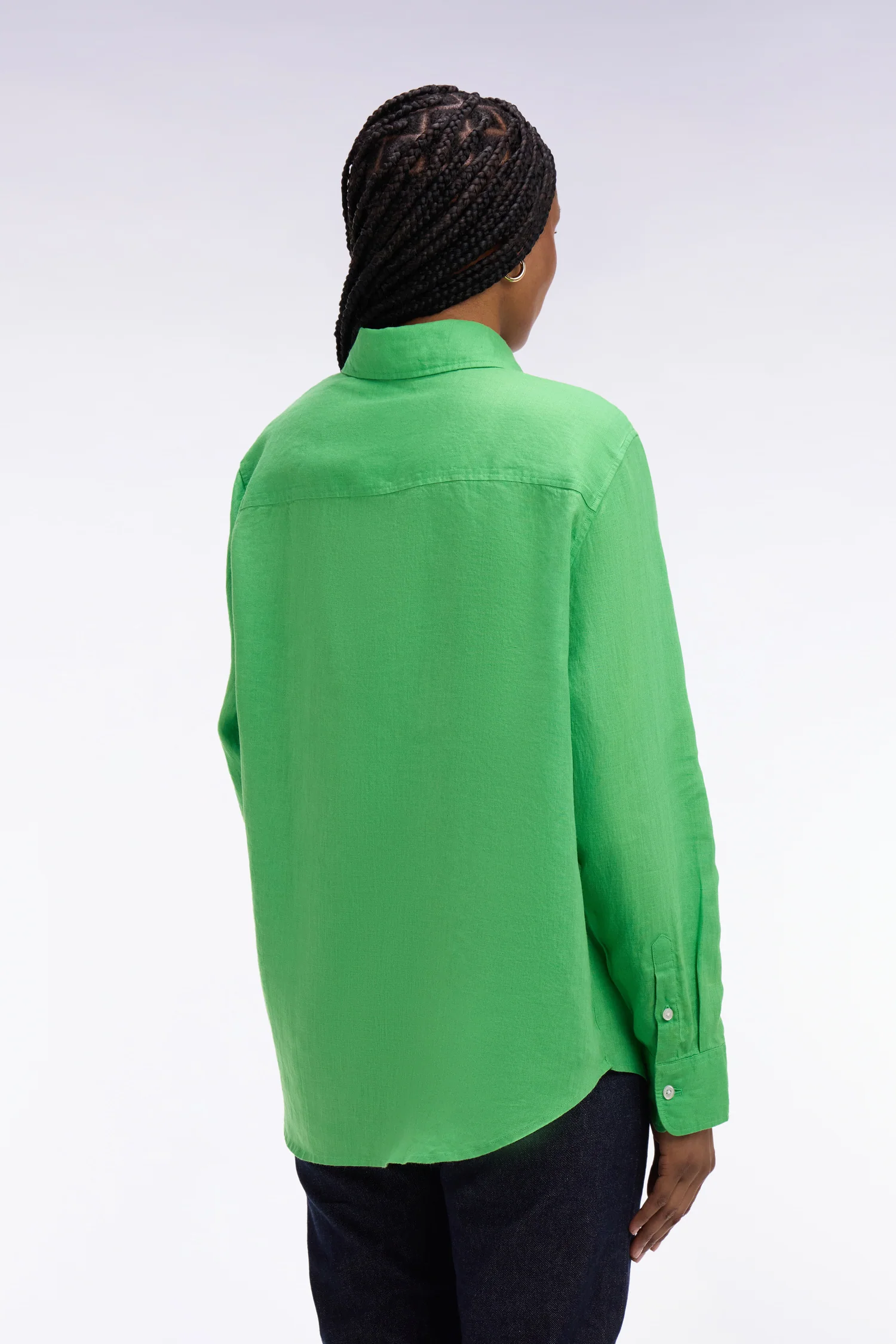 Chemise en lin verte à poches plaquées - Image 5