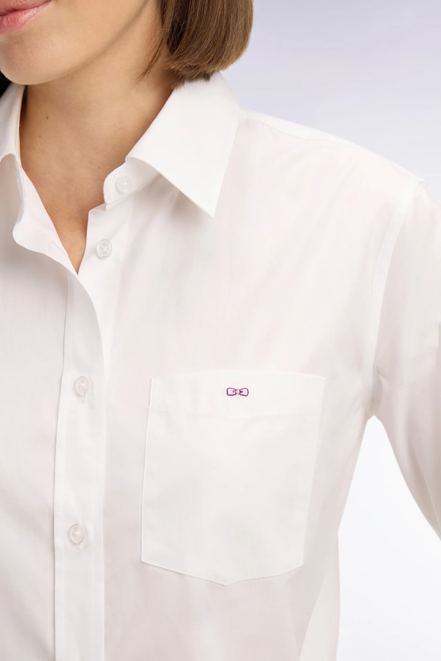 Chemise en popeline de coton blanche coupe slim - Image 4