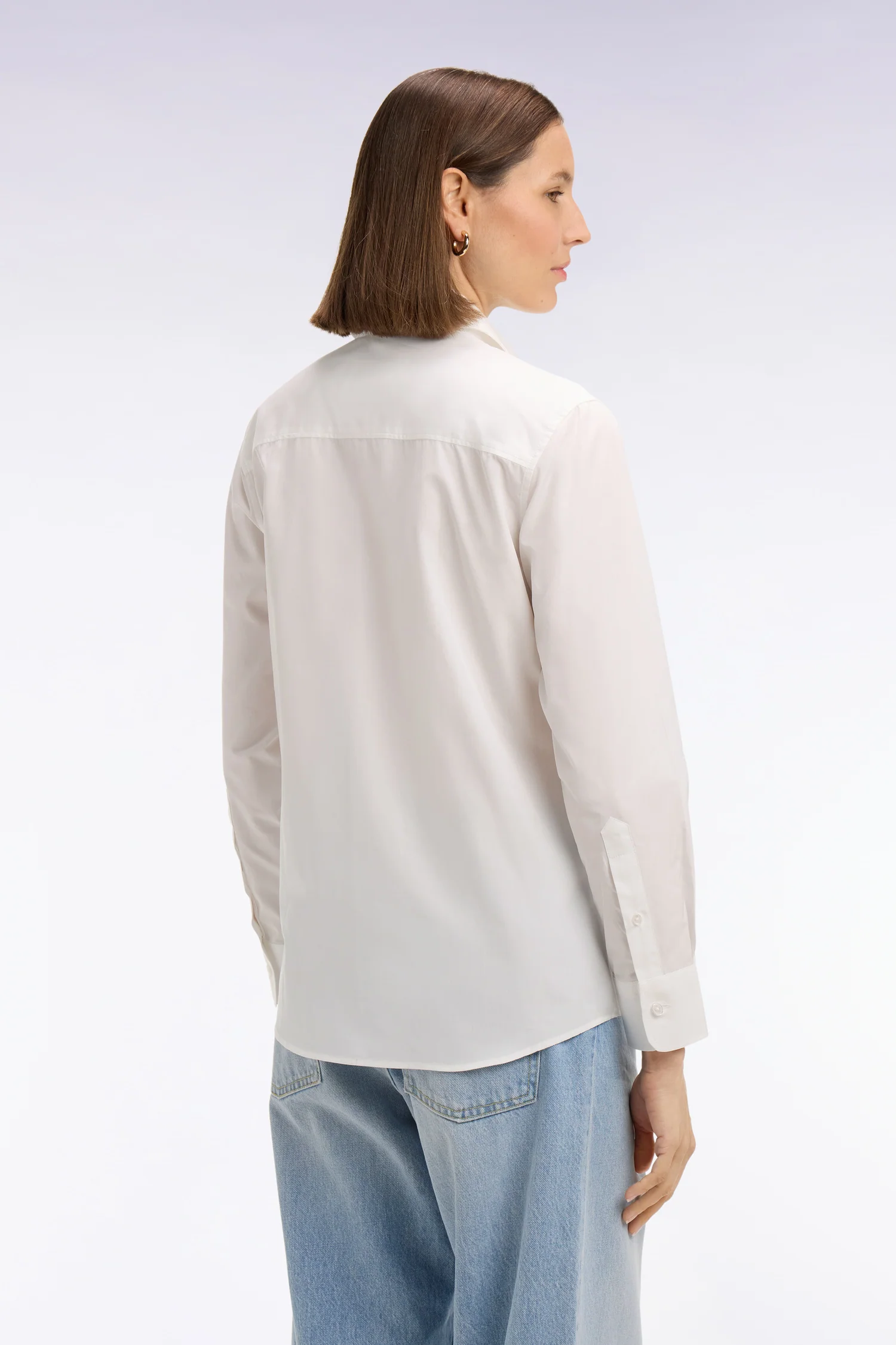 Chemise en popeline de coton blanche coupe slim - Image 5