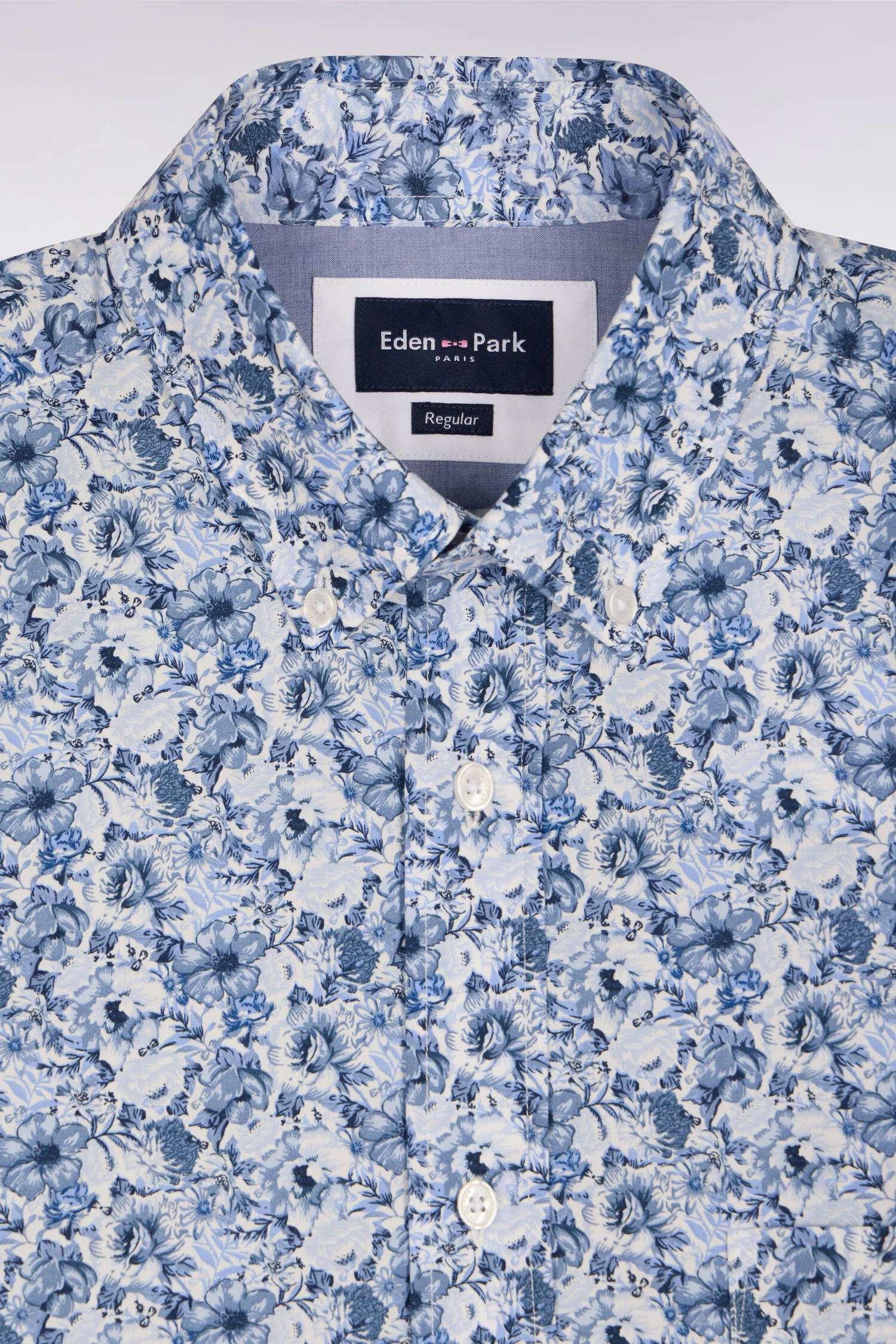 Chemise en popeline de coton bleu à motif floral - Image 6