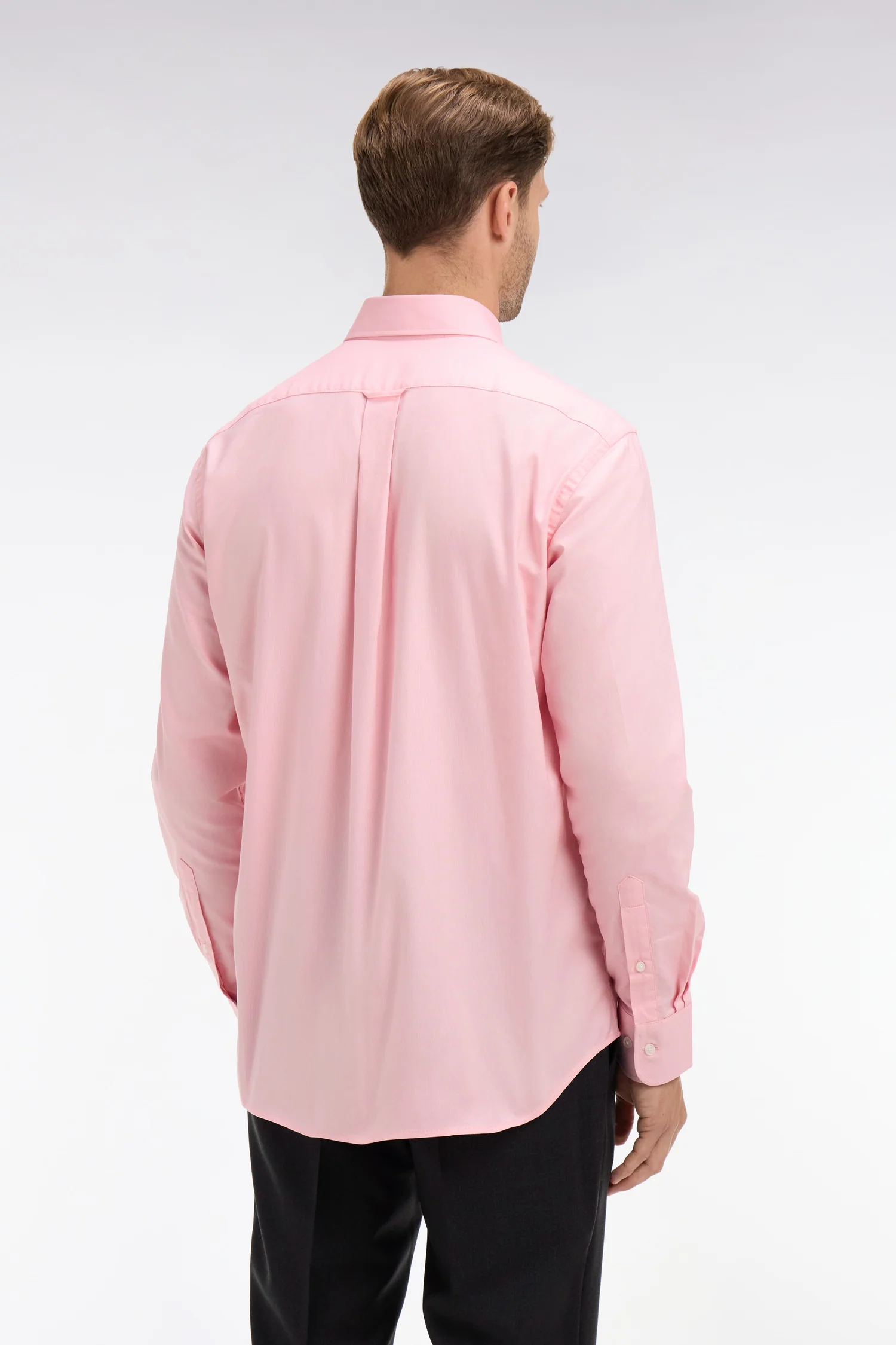 Chemise rose unie en coton - Image 5