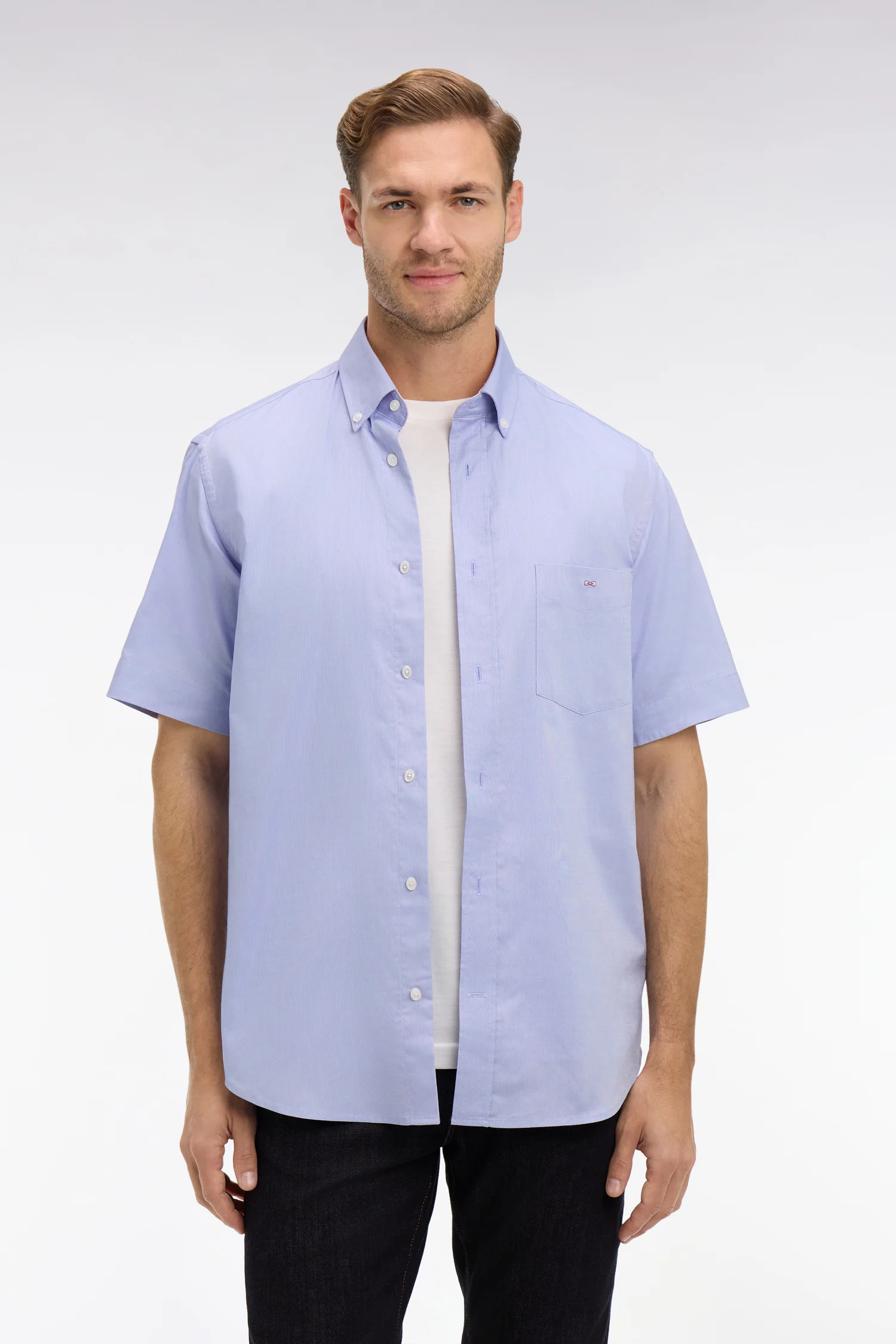 Chemisette bleu unie en coton - Image 3