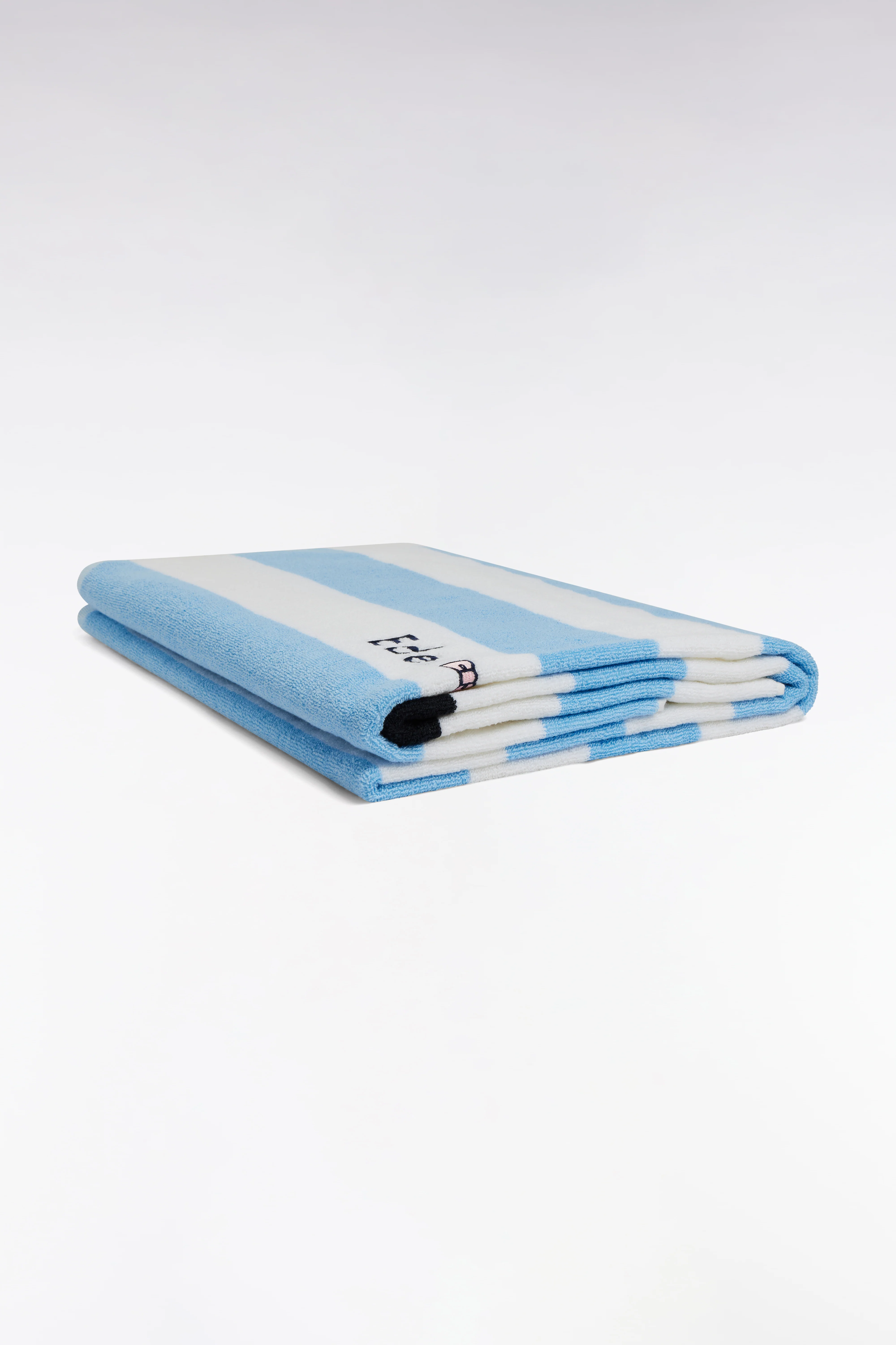 Drap de plage rayé en coton éponge ciel - Image 3