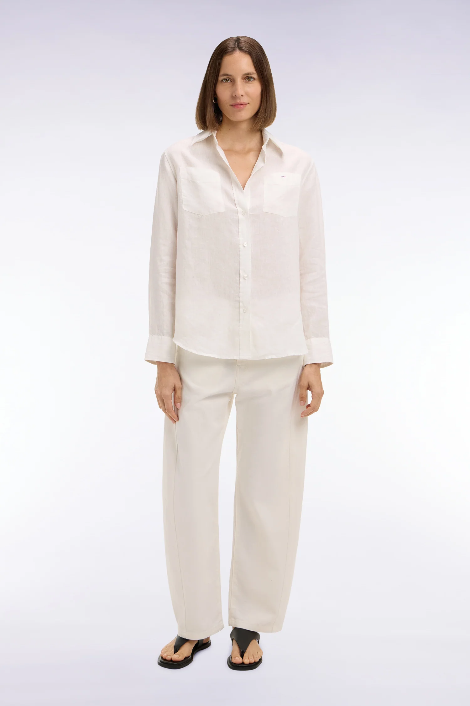 Jean coupe barrel en denim stretch blanc - Image 3