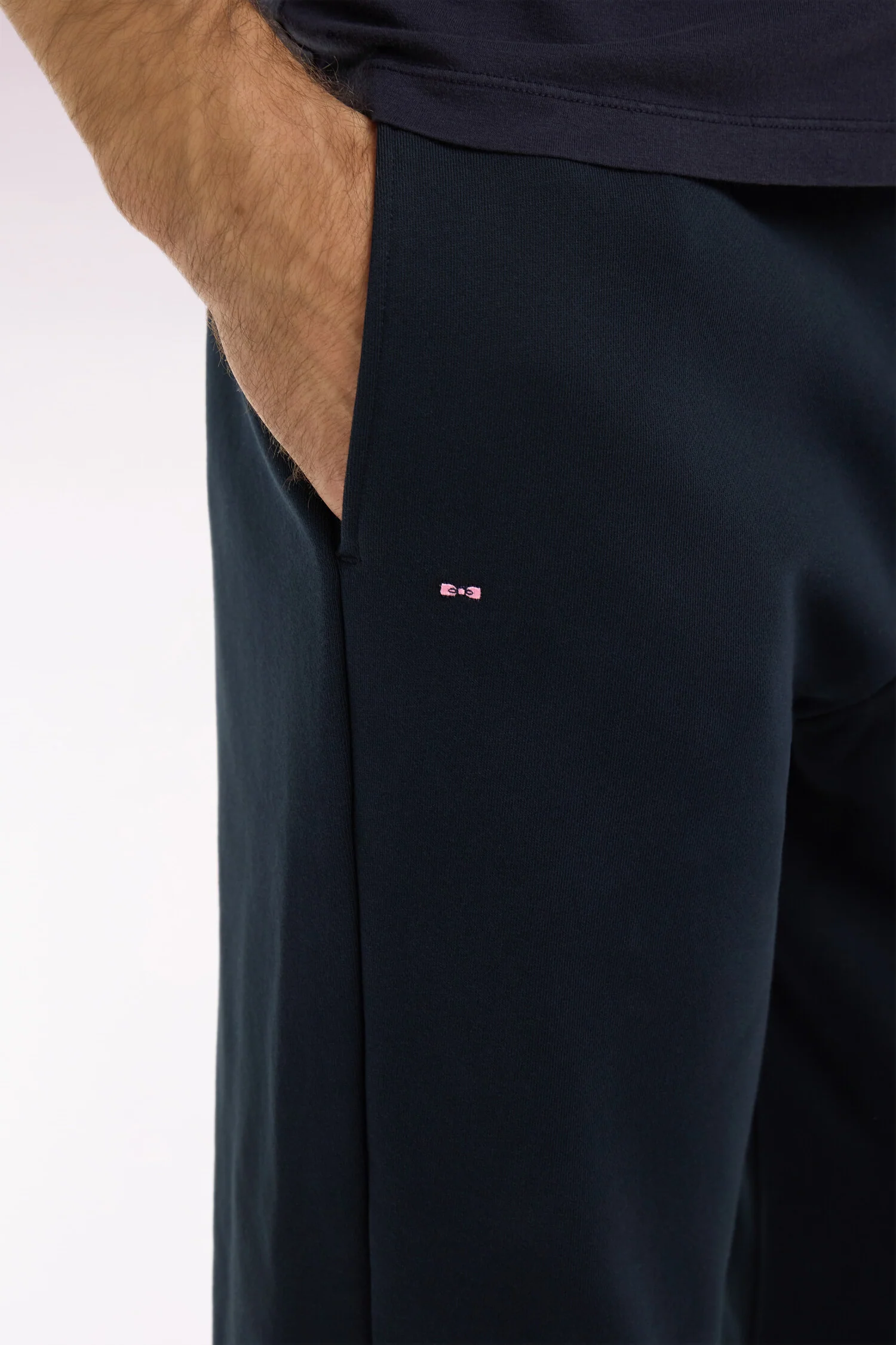 Jogging uni en molleton coton marine coupe regular - Image 4