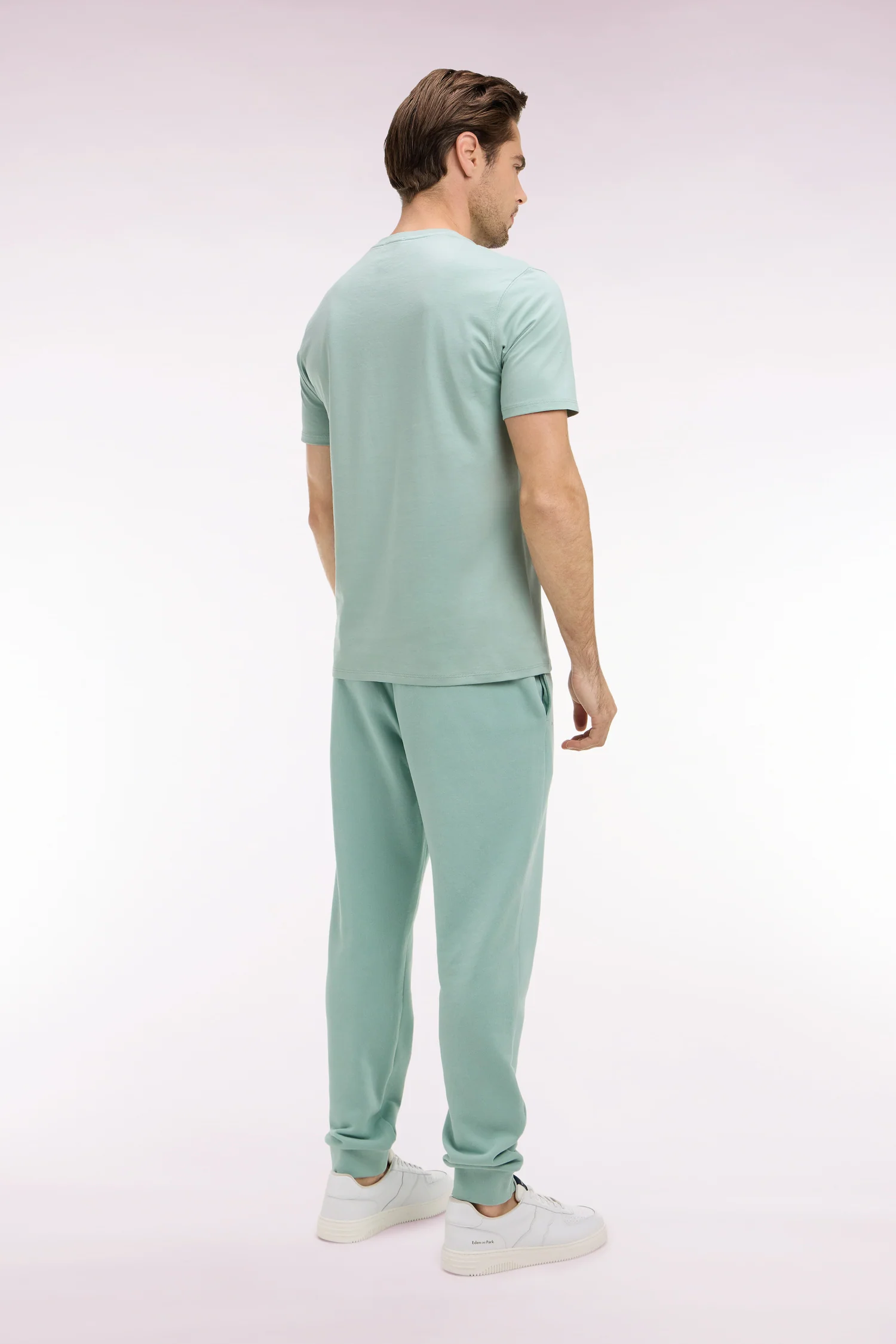 Jogging uni en molleton coton vert d'eau coupe regular - Image 5