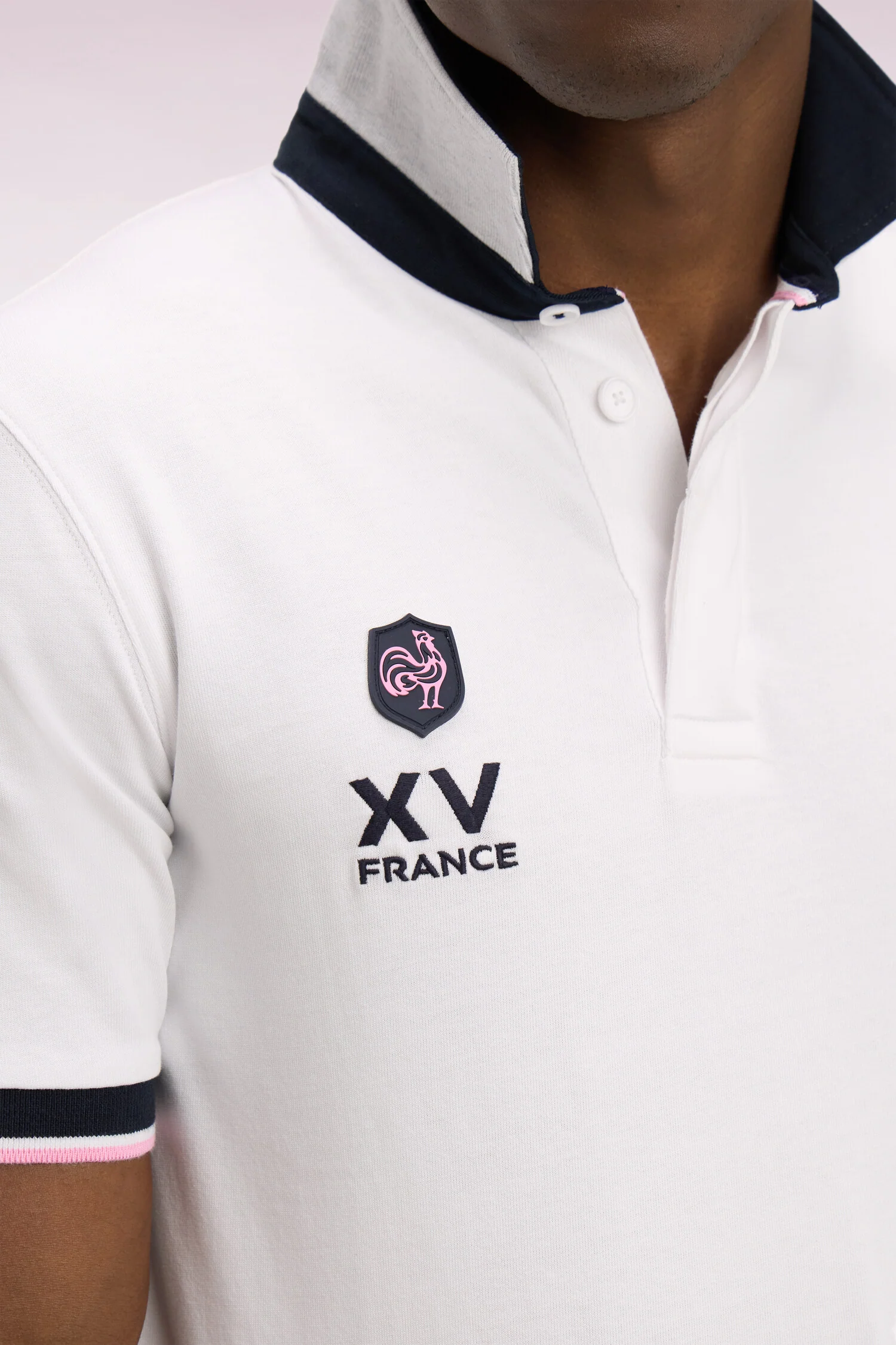 Maillot à manches courtes XV de France en coton blanc coupe regular - Image 4