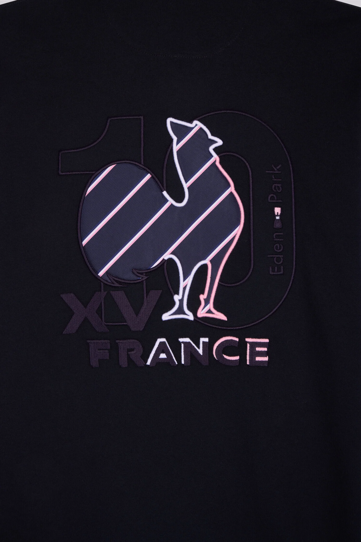 Maillot à manches courtes XV de France en coton gris et marine brodé coupe regular - Image 6