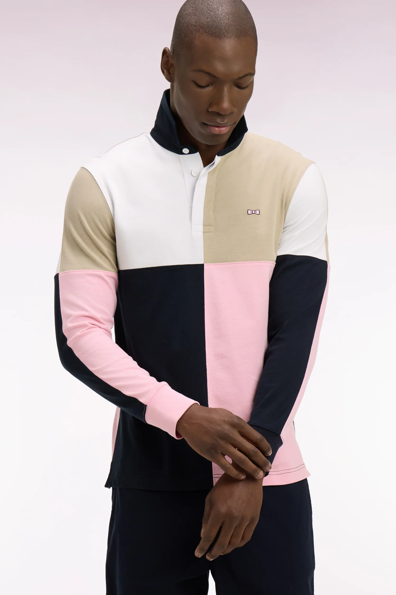 Maillot à manches longues en coton rose croisé
