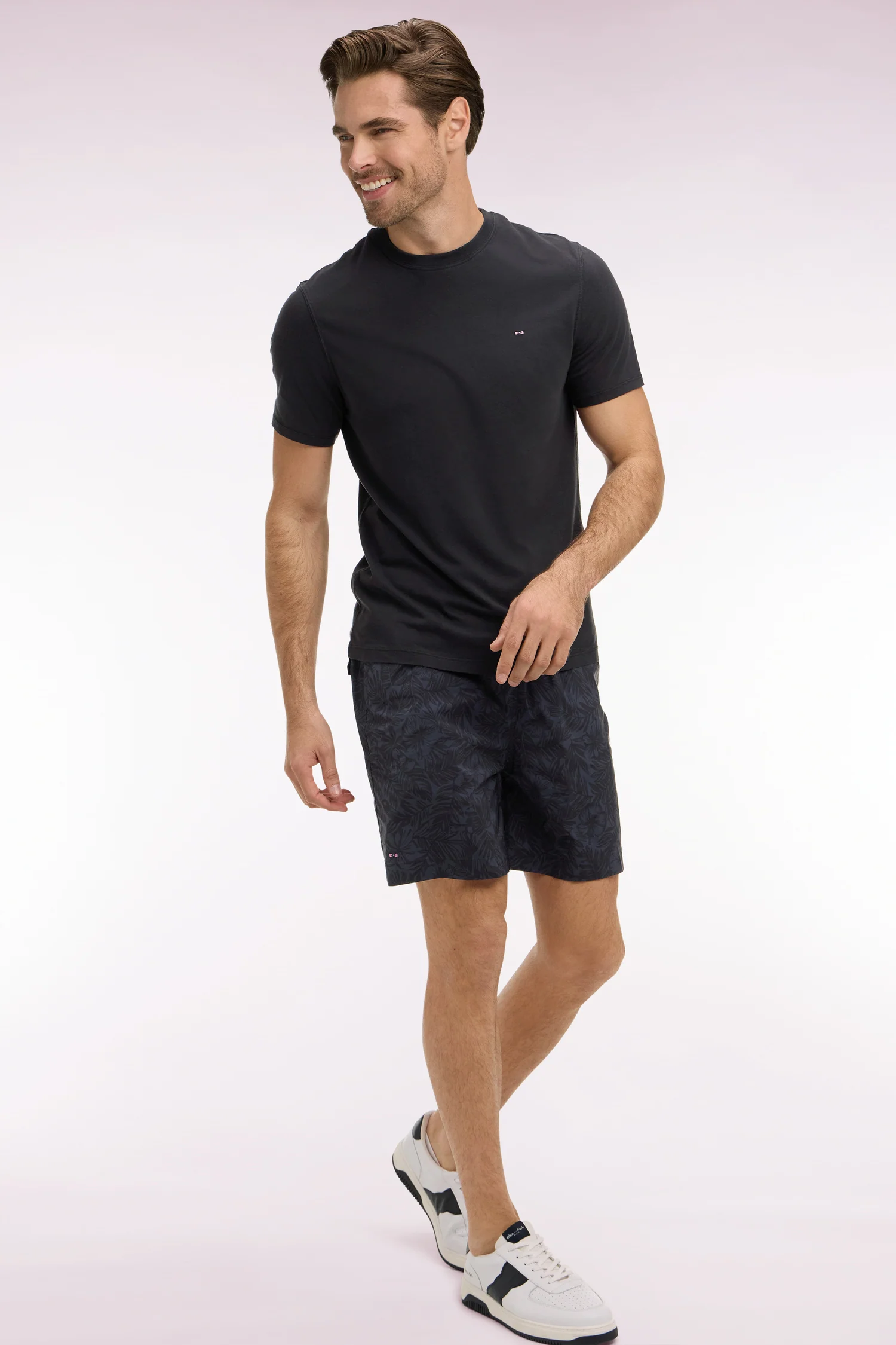Maillot de bain marine à imprimé tropical
