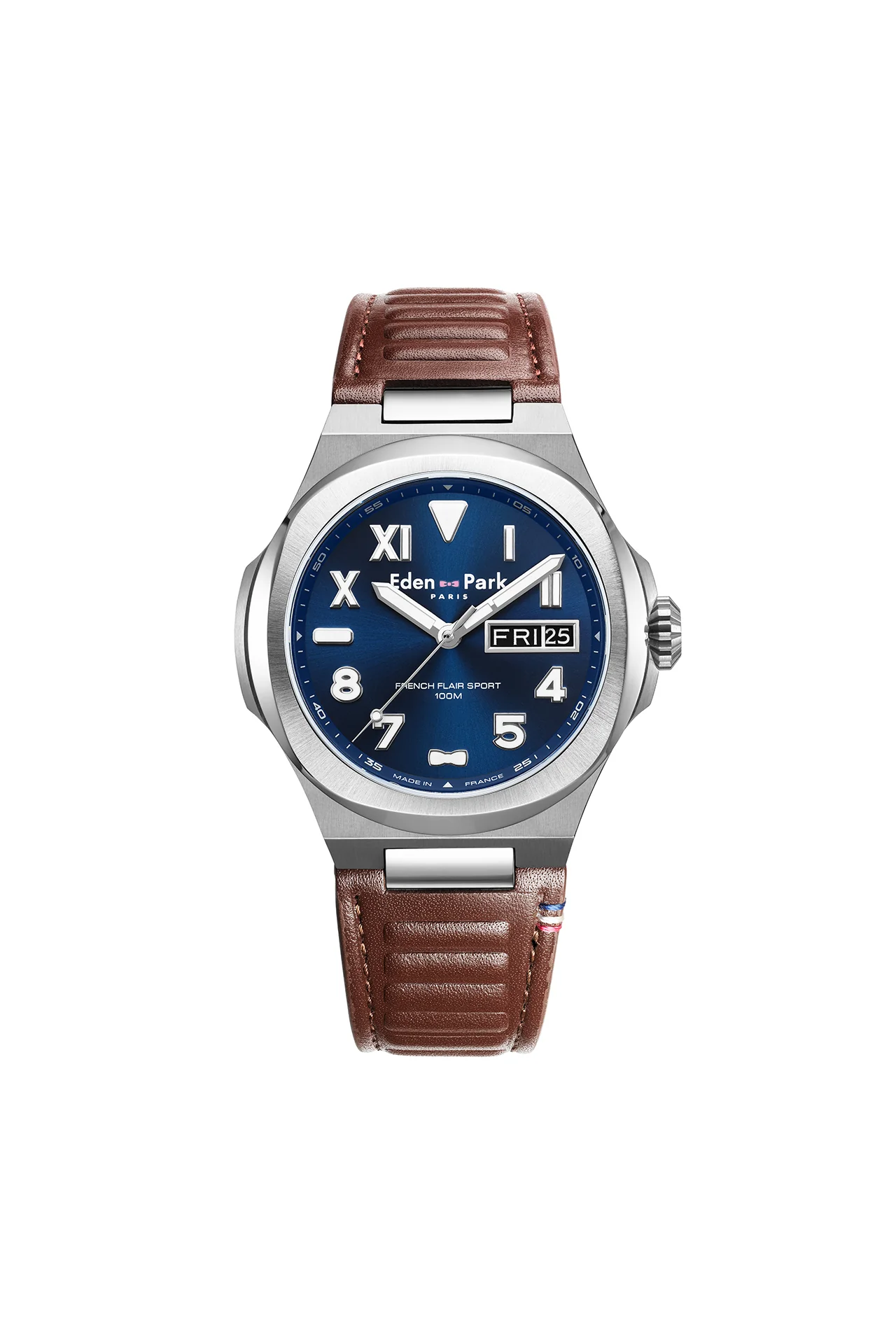 Montre Ă quartz Jour Date Bleue bracelet en caoutchouc