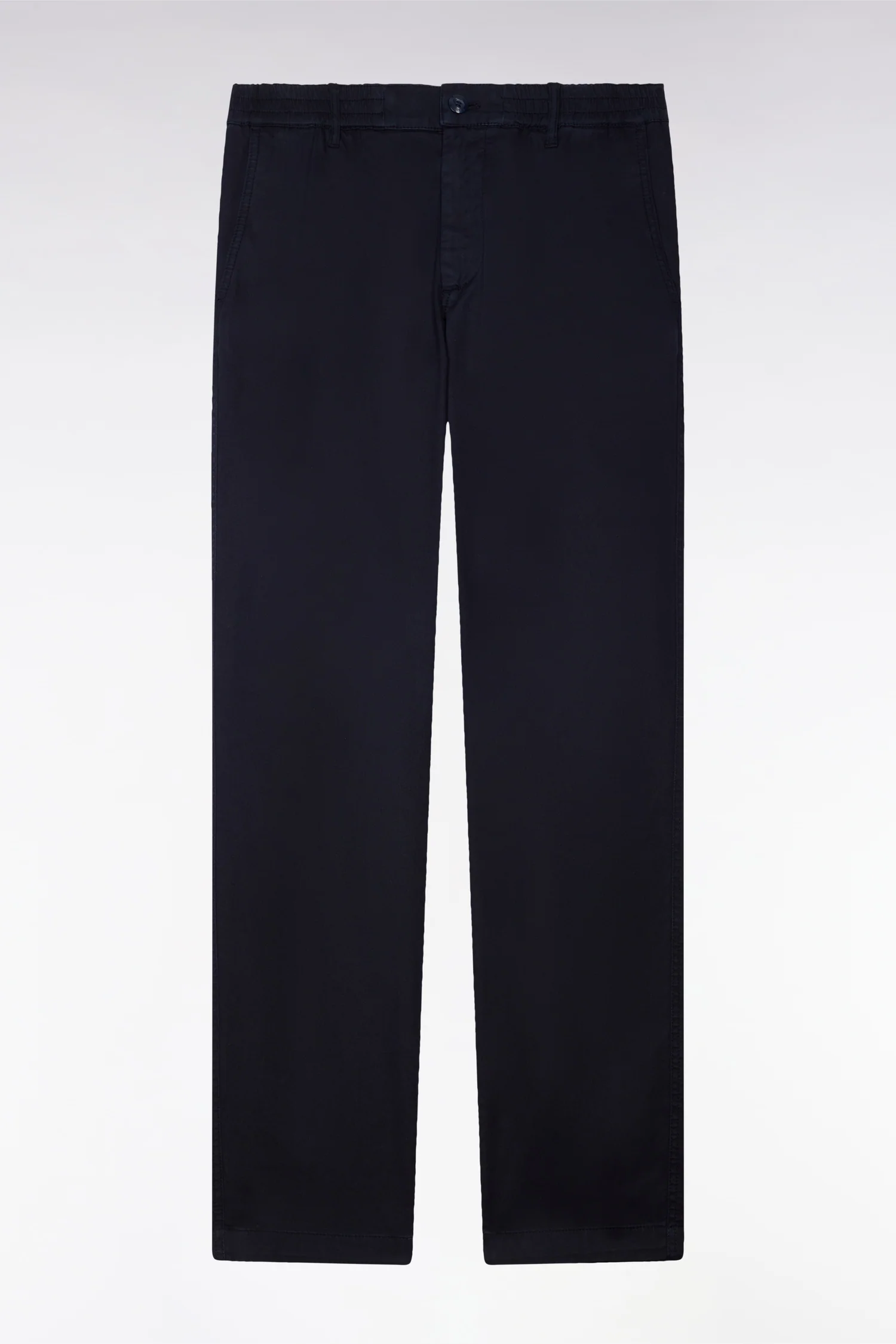 Pantalon chino taille élastique en coton et lyocell marine - Image 2
