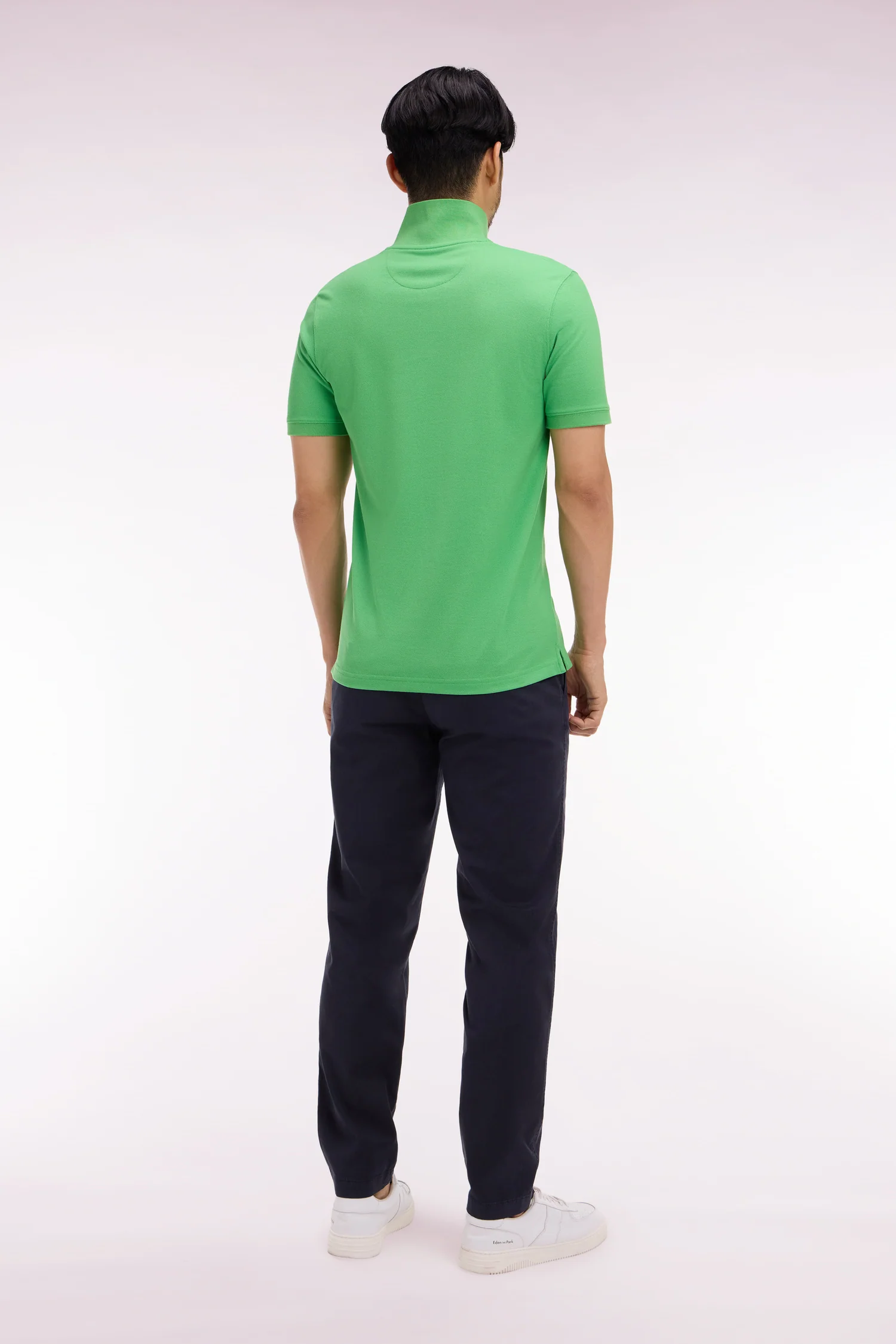 Pantalon chino taille élastique en coton et lyocell marine - Image 5