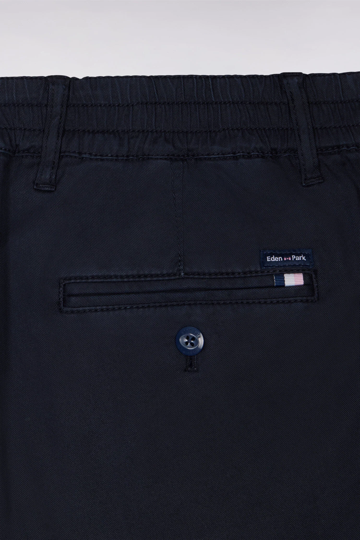 Pantalon chino taille élastique en coton et lyocell marine - Image 6
