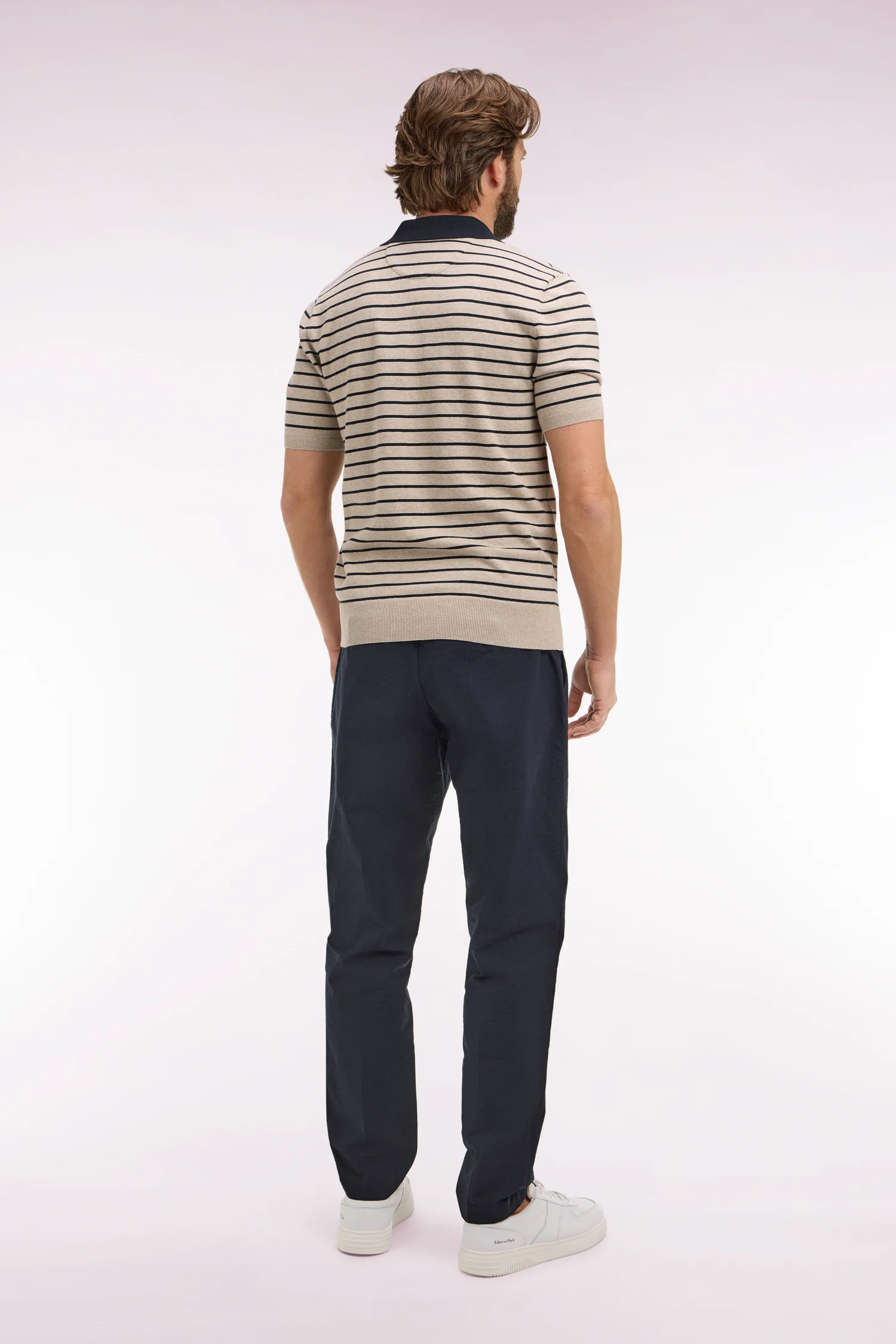 Pantalon en coton seersucker marine coupe Modern - Image 5