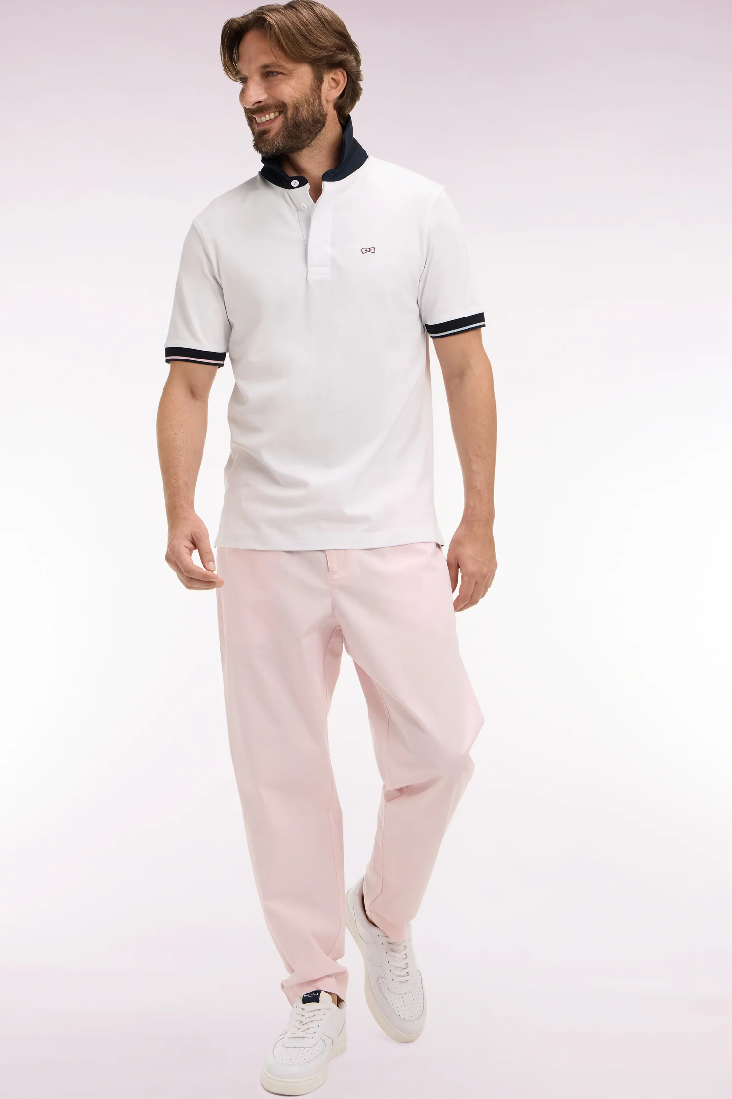 Pantalon en toile de coton rose