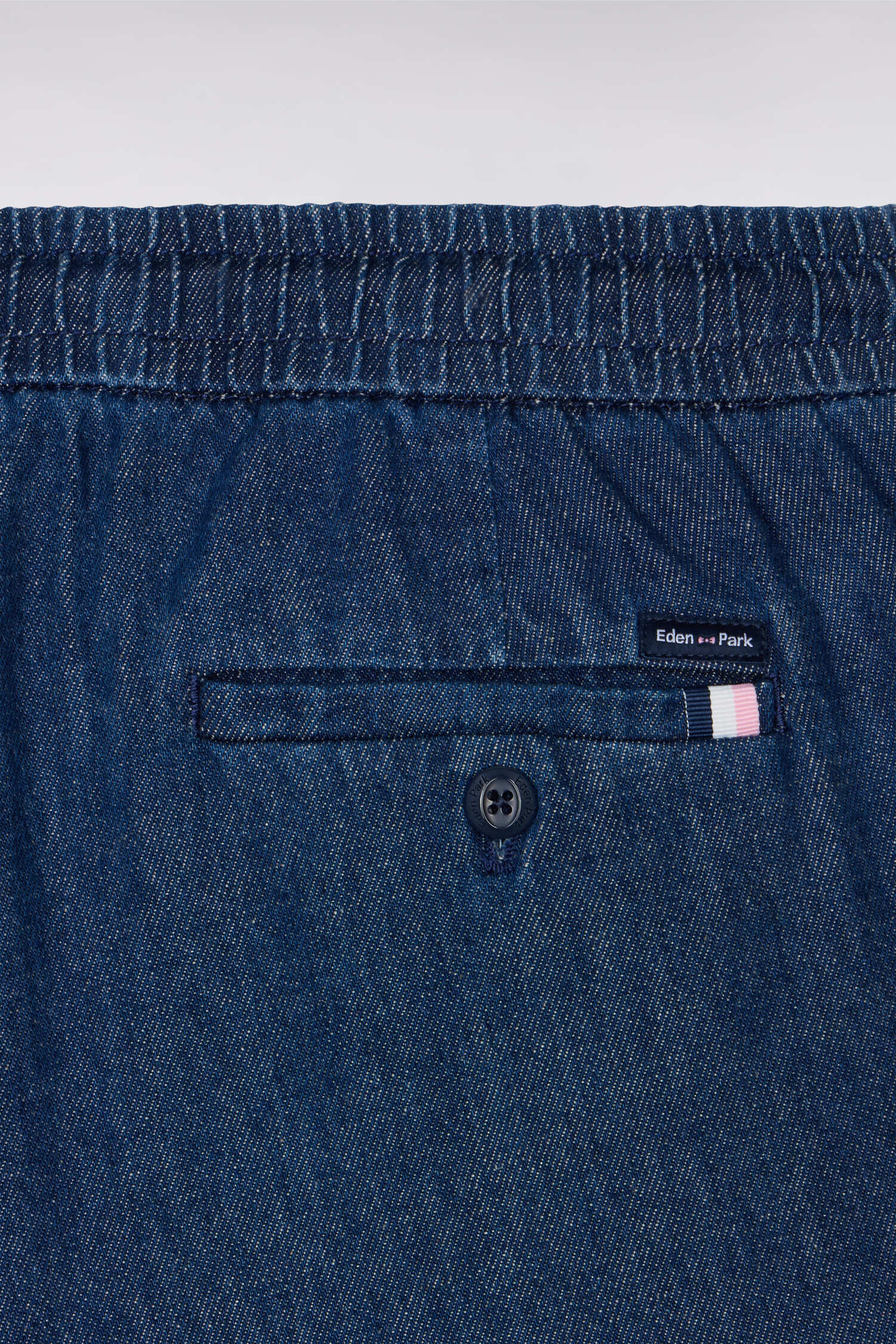 Pantalon taille élastiquée en chambray bleu coupe Modern - Image 6