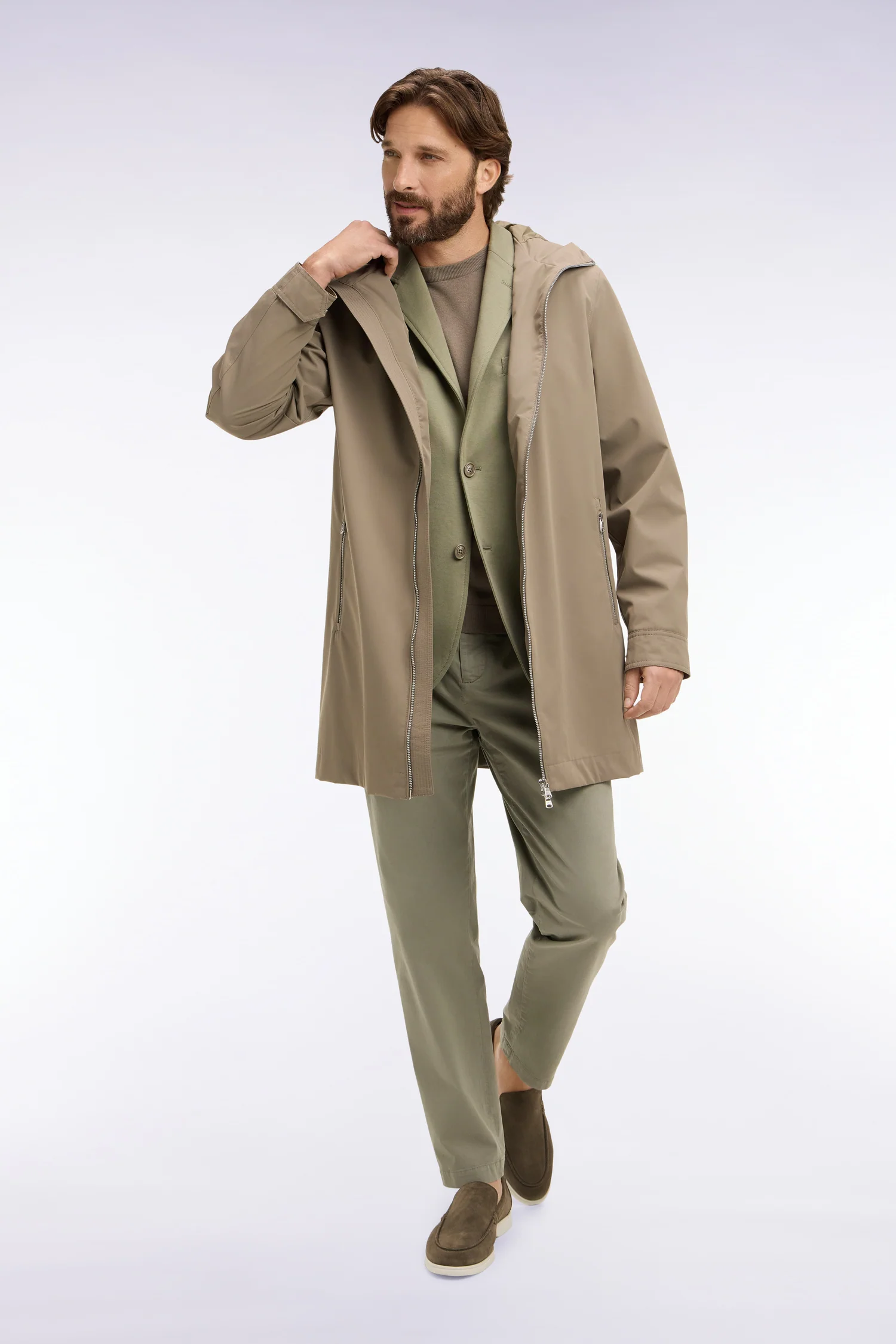 Parka Ă capuche en nylon beige