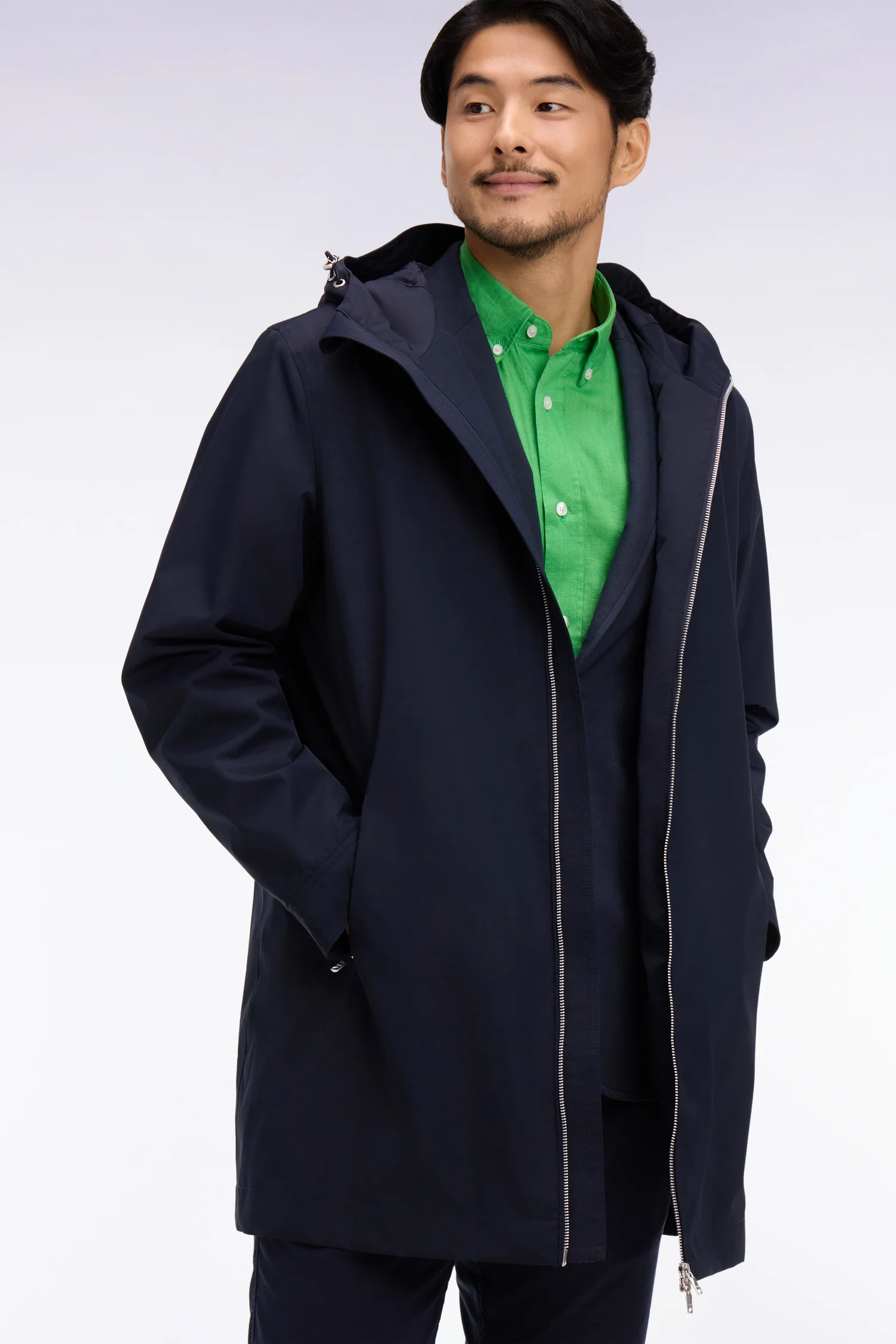 Parka Ă capuche en nylon marine