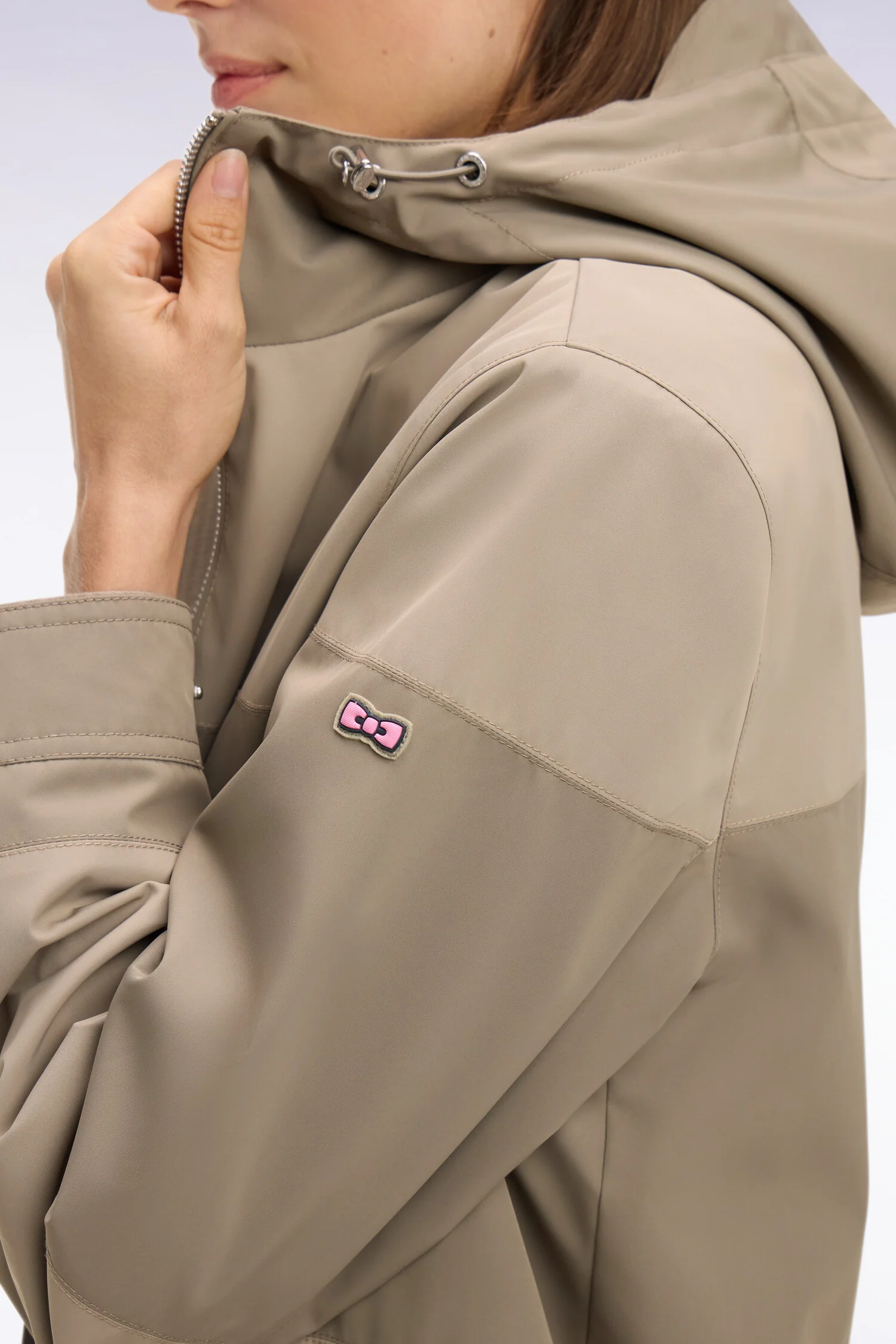 Parka longue kaki à rayures et capuche intégrée unisexe - Image 4