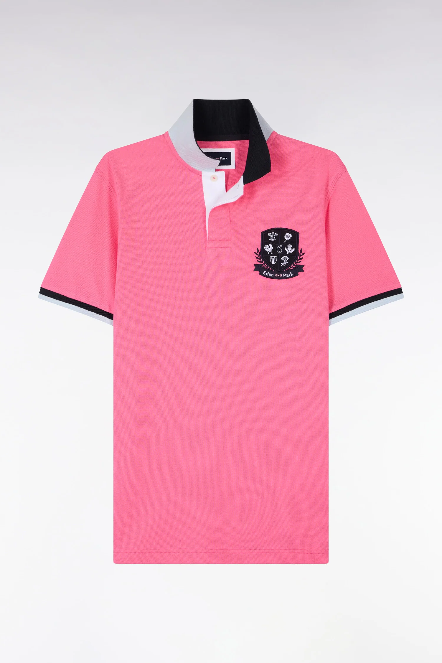 Polo à manches courtes 6 Nations en piqué coton rose - Image 2