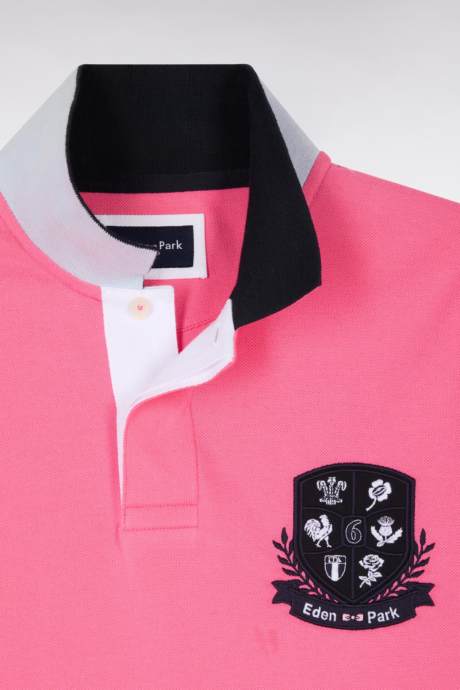 Polo à manches courtes 6 Nations en piqué coton rose - Image 6