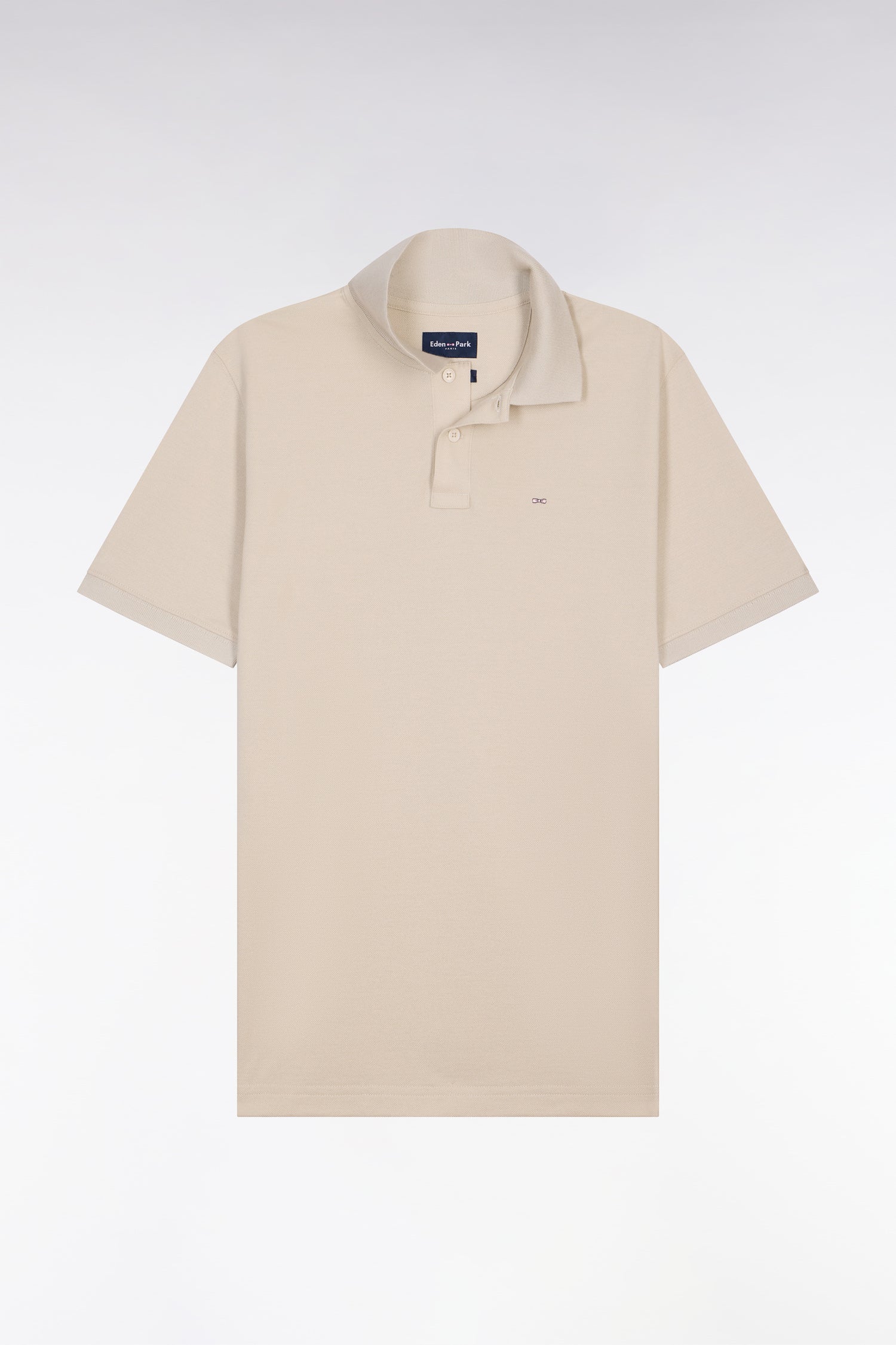 Polo Ă manches courtes en coton beige coupe regular - Image 2