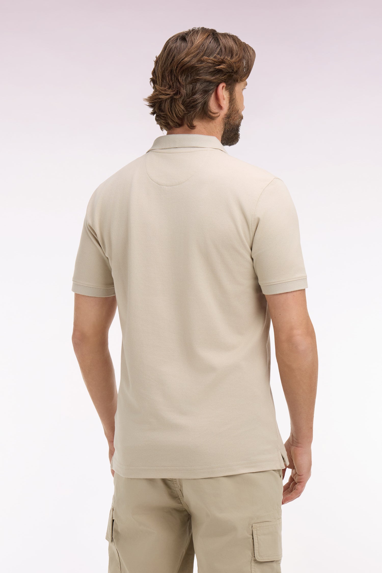 Polo Ă manches courtes en coton beige coupe regular - Image 5