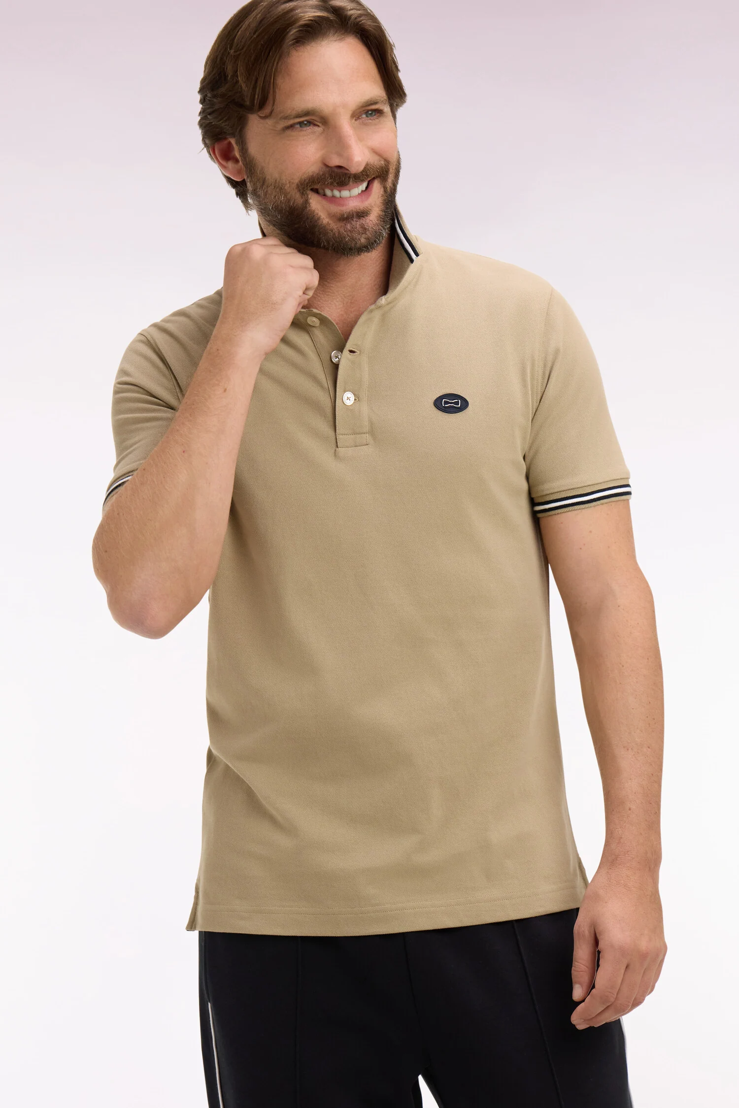 Polo Ă manches courtes en coton beige