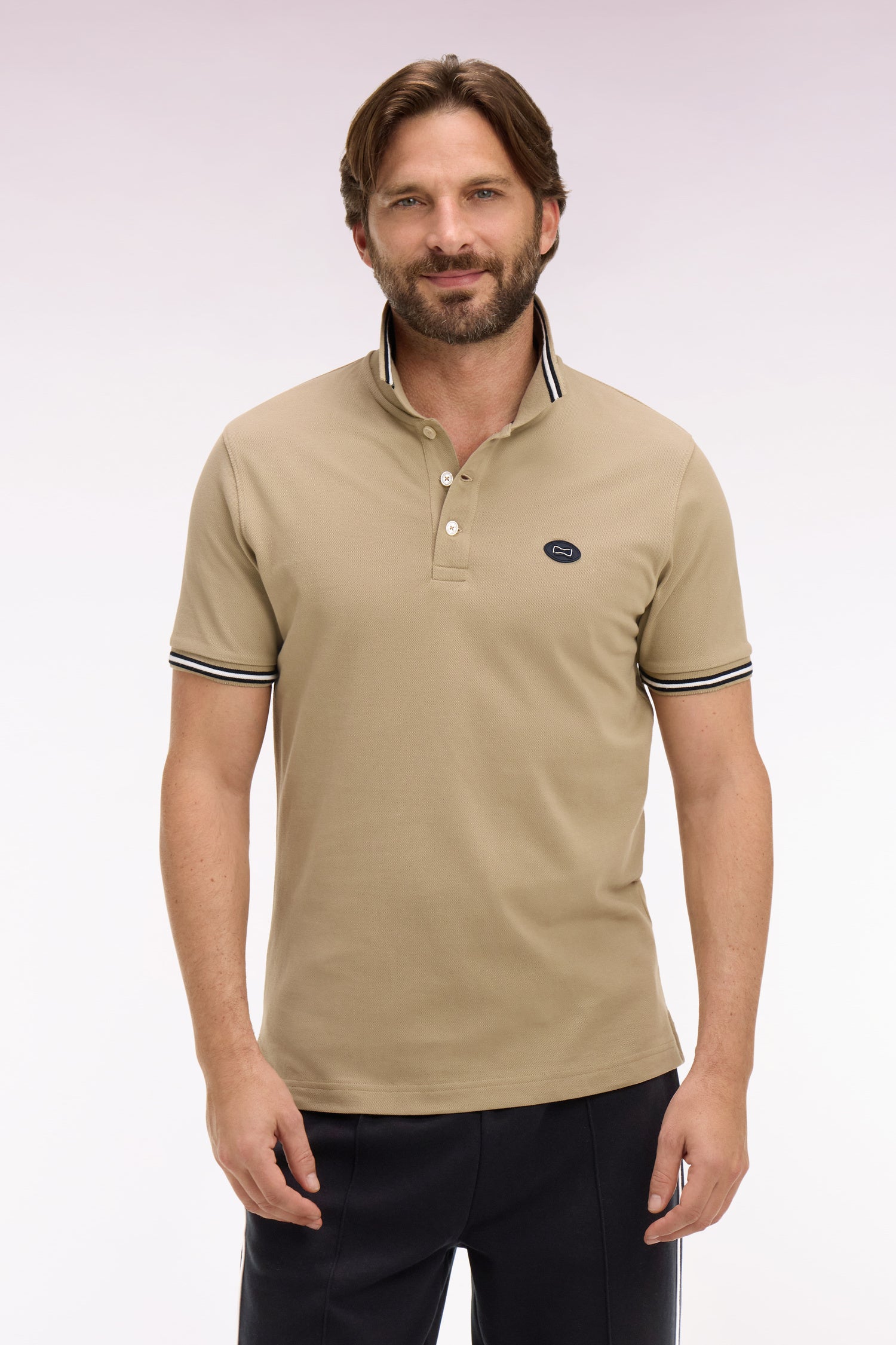 Polo Ă manches courtes en coton beige - Image 3