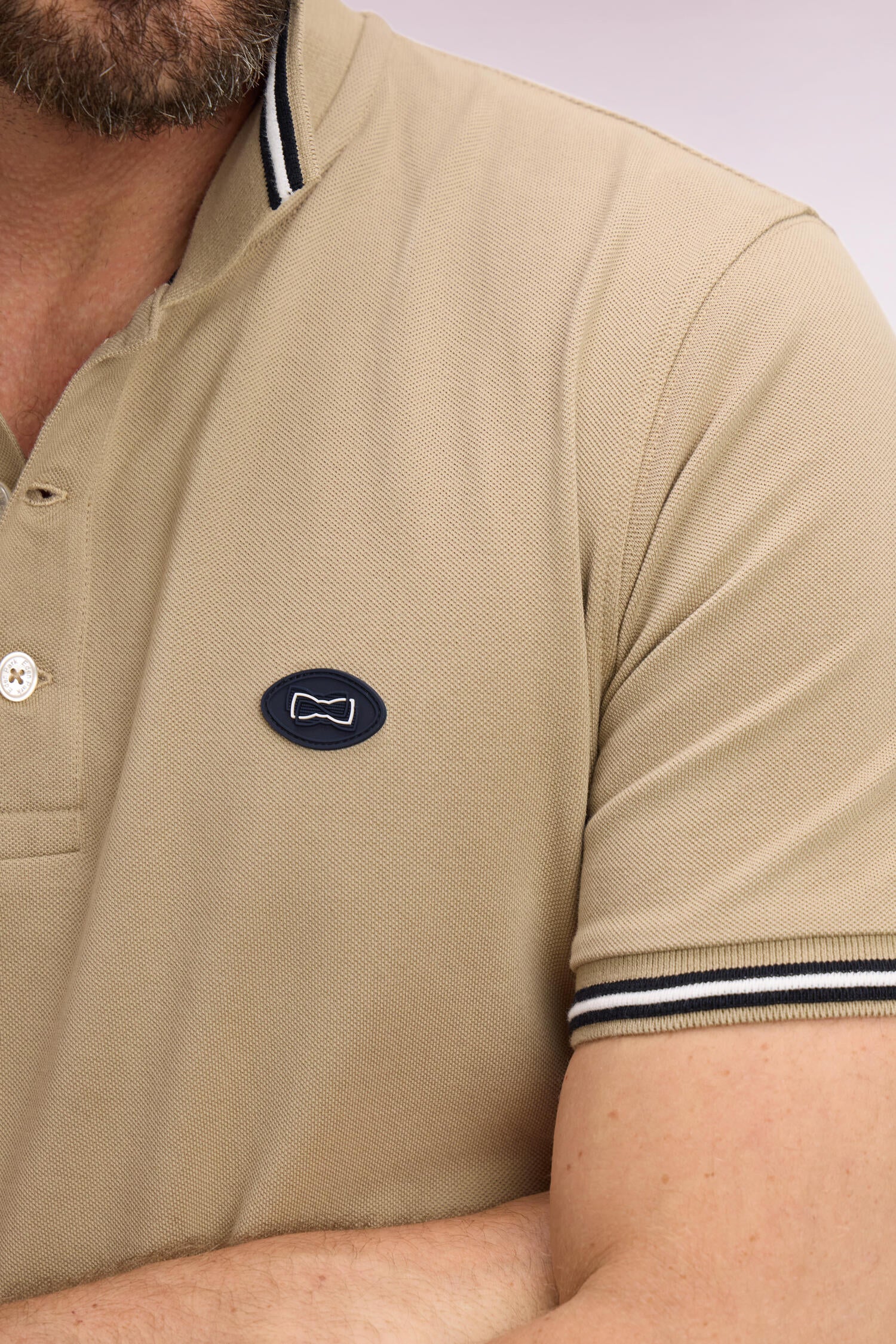 Polo Ă manches courtes en coton beige - Image 4