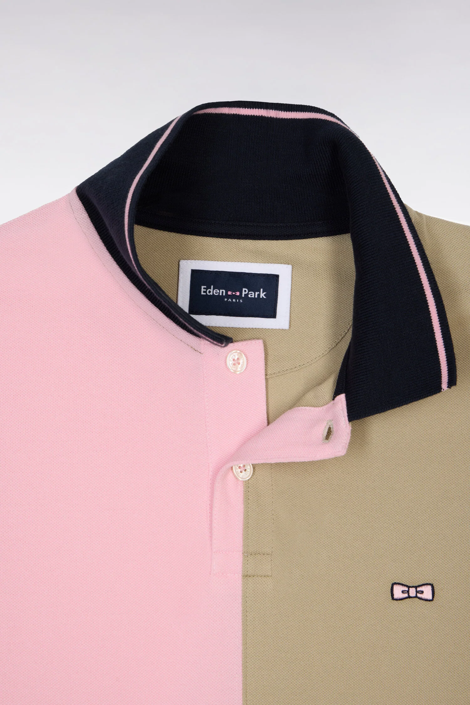 Polo à manches courtes en coton beige et rose à cadrans coupe regular - Image 6