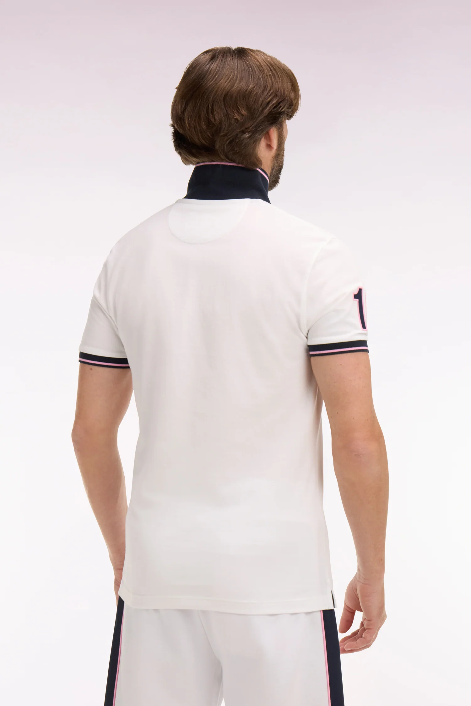 Polo à manches courtes en coton blanc brodé coupe regular - Image 5