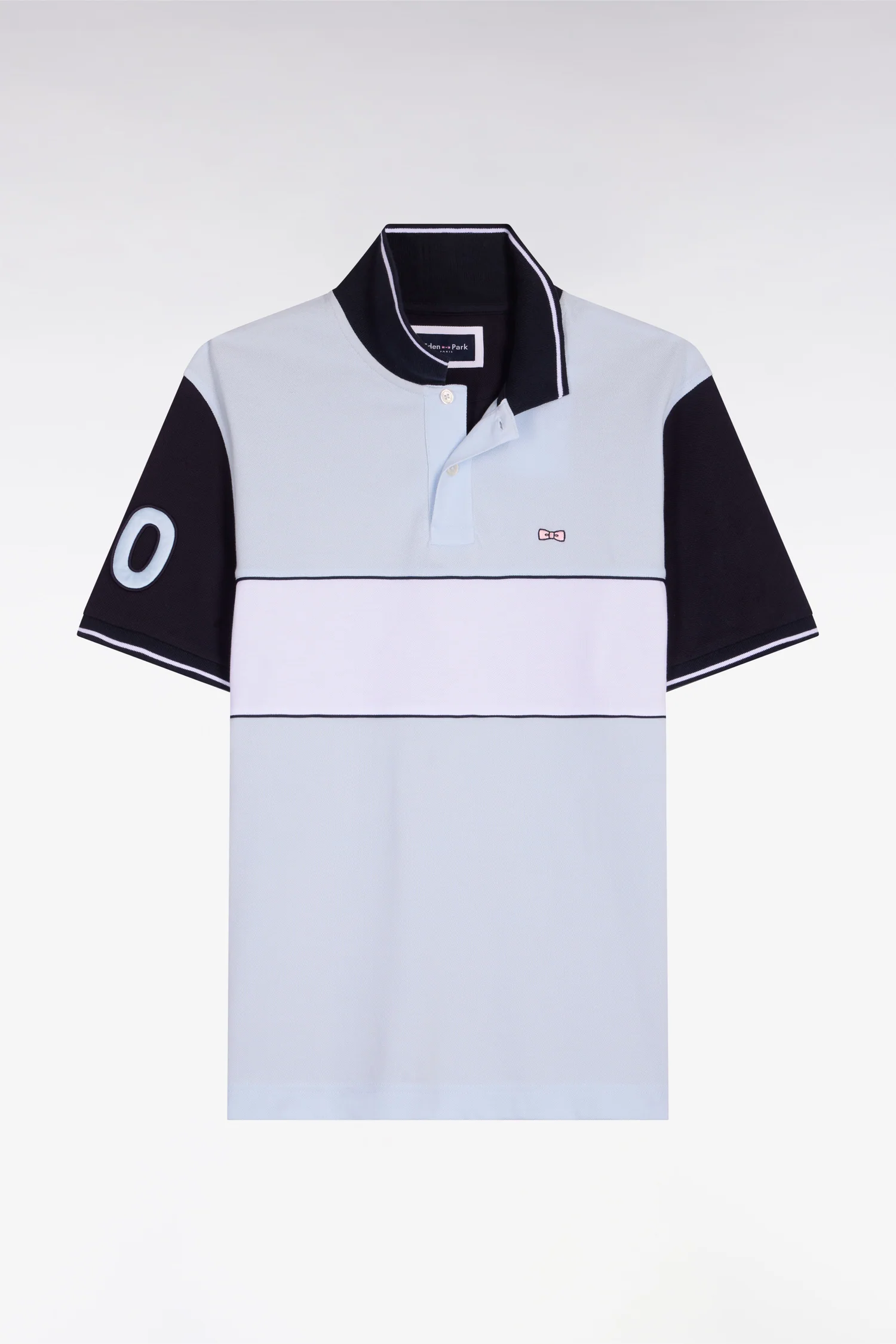 Polo Ă manches courtes en coton ciel et marine coupe regular - Image 2