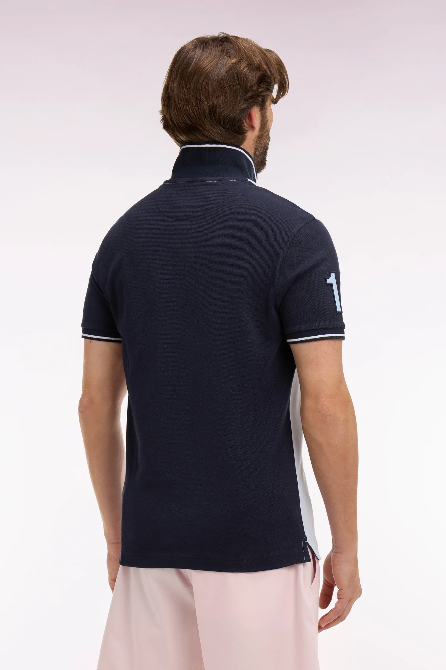 Polo Ă manches courtes en coton ciel et marine coupe regular - Image 5