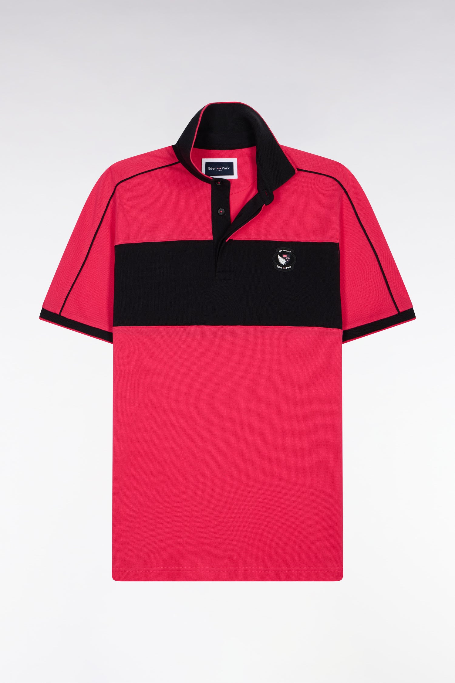 Polo Ă manches courtes en coton fuchsia et noir New Zealand coupe regular - Image 2