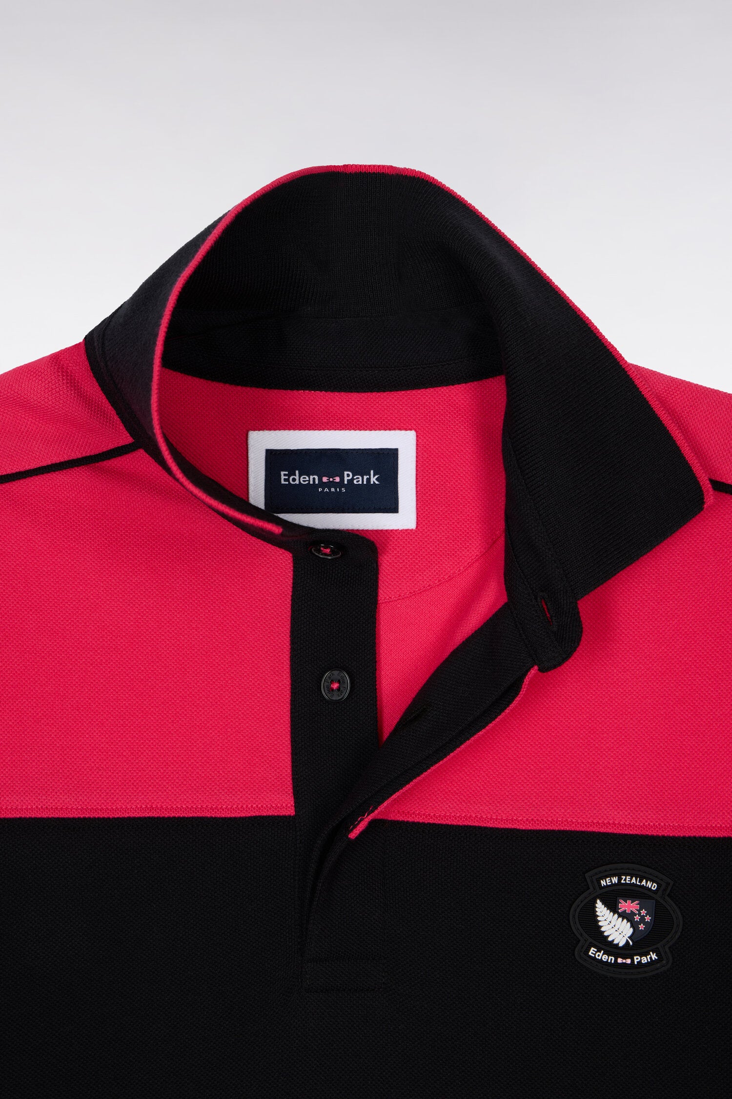 Polo Ă manches courtes en coton fuchsia et noir New Zealand coupe regular - Image 6