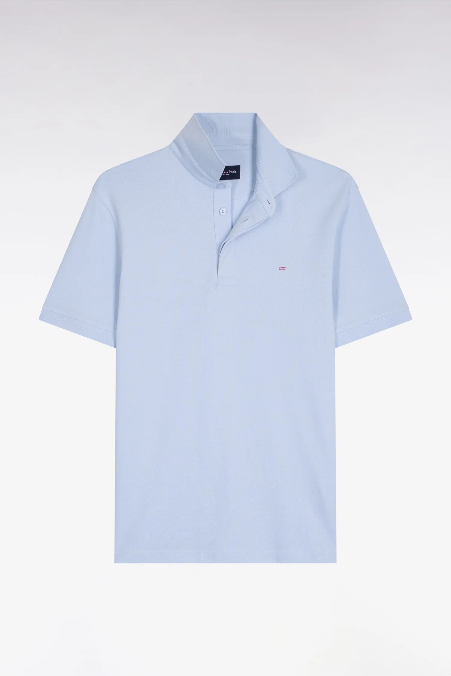 Polo à manches courtes en coton gris clair coupe slim - Image 2