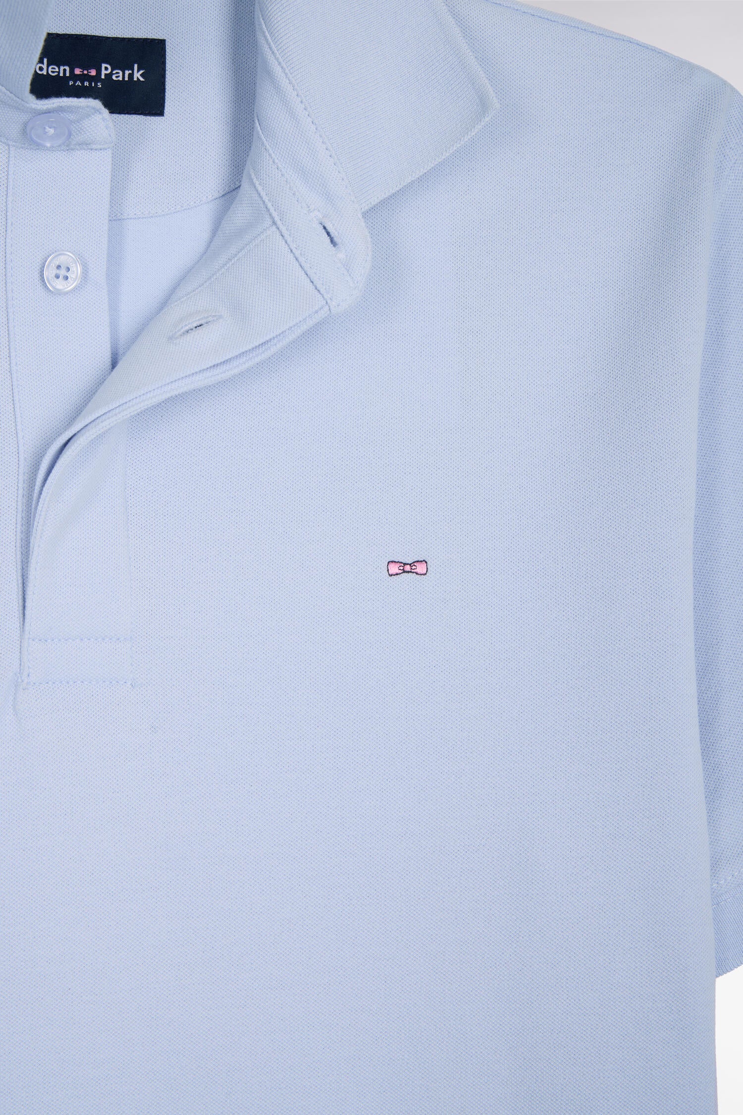 Polo à manches courtes en coton gris clair coupe slim - Image 6