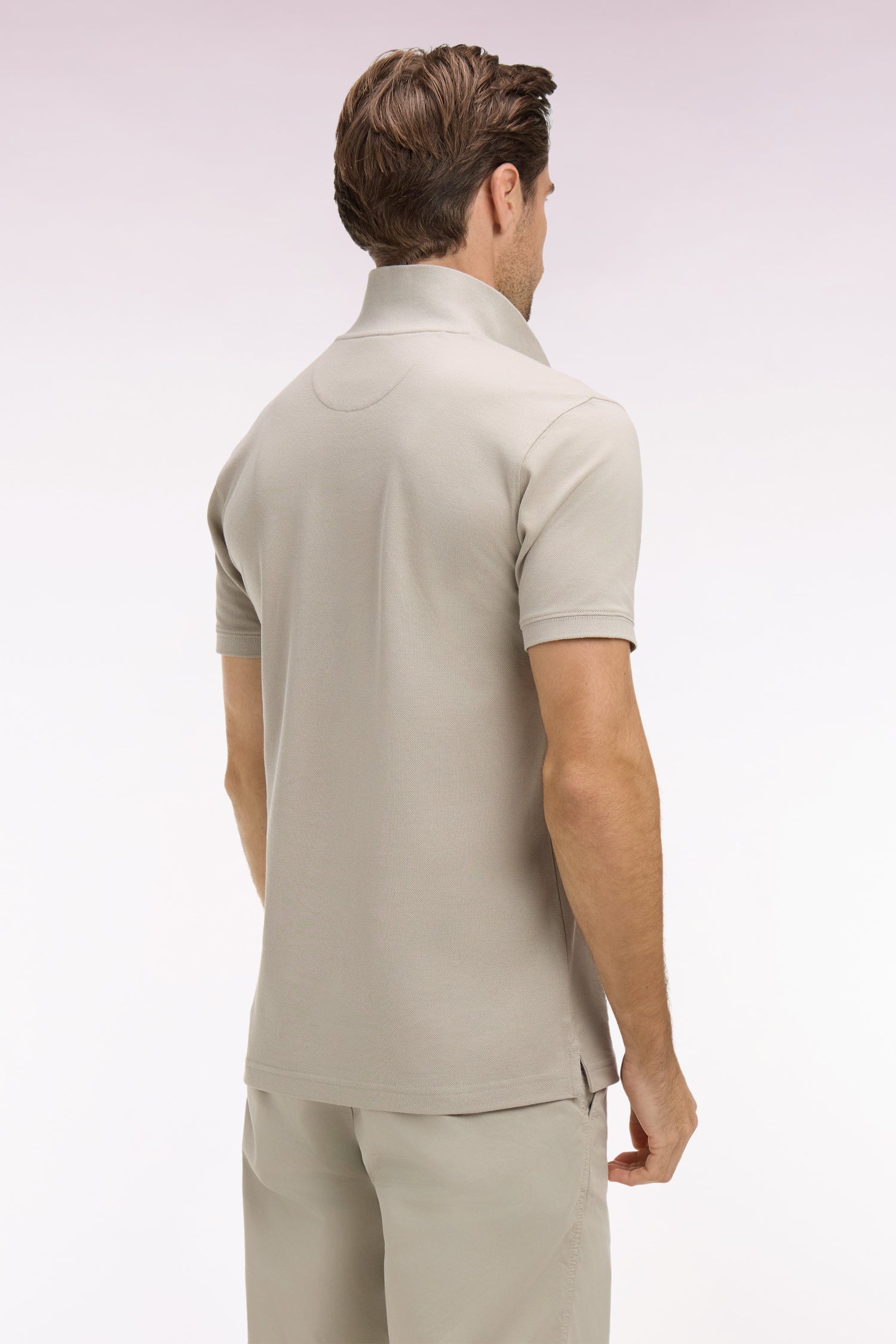 Polo à manches courtes en coton gris clair coupe regular - Image 5