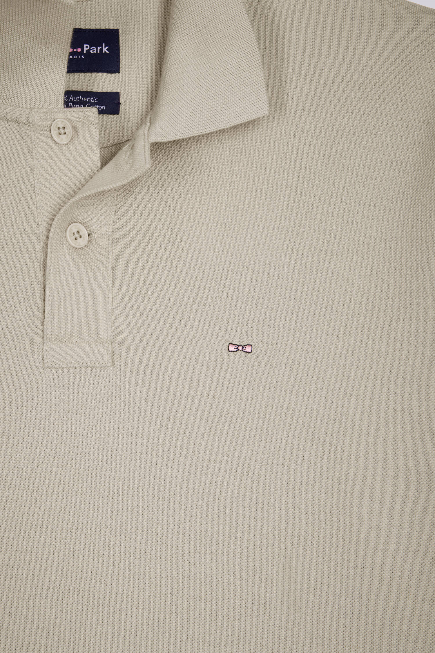Polo à manches courtes en coton gris clair coupe regular - Image 6
