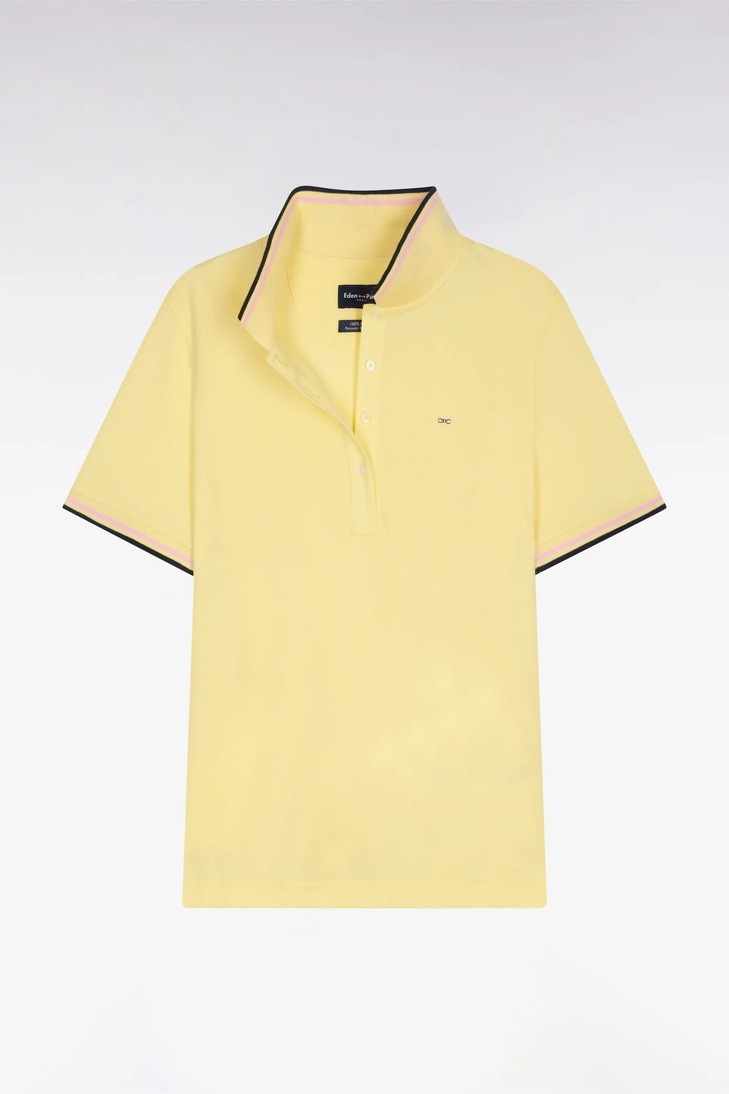 Polo Ă manches courtes en coton jaune clair coupe regular - Image 2