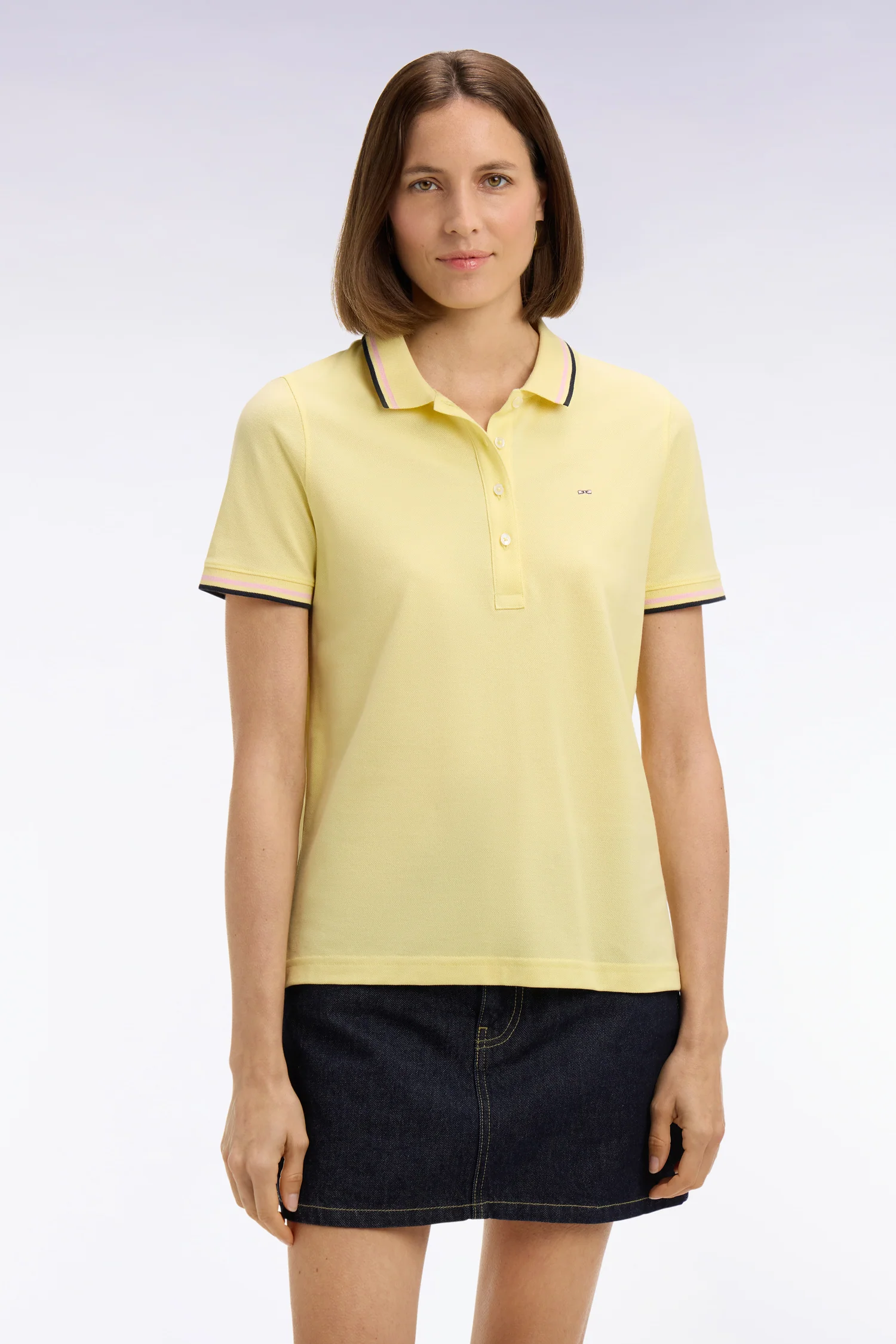 Polo Ă manches courtes en coton jaune clair coupe regular - Image 3